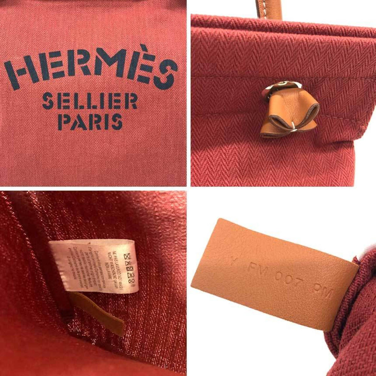 Hermes Red Color Toile Chevron Leather Shoulder Bag (Pre-Owned)