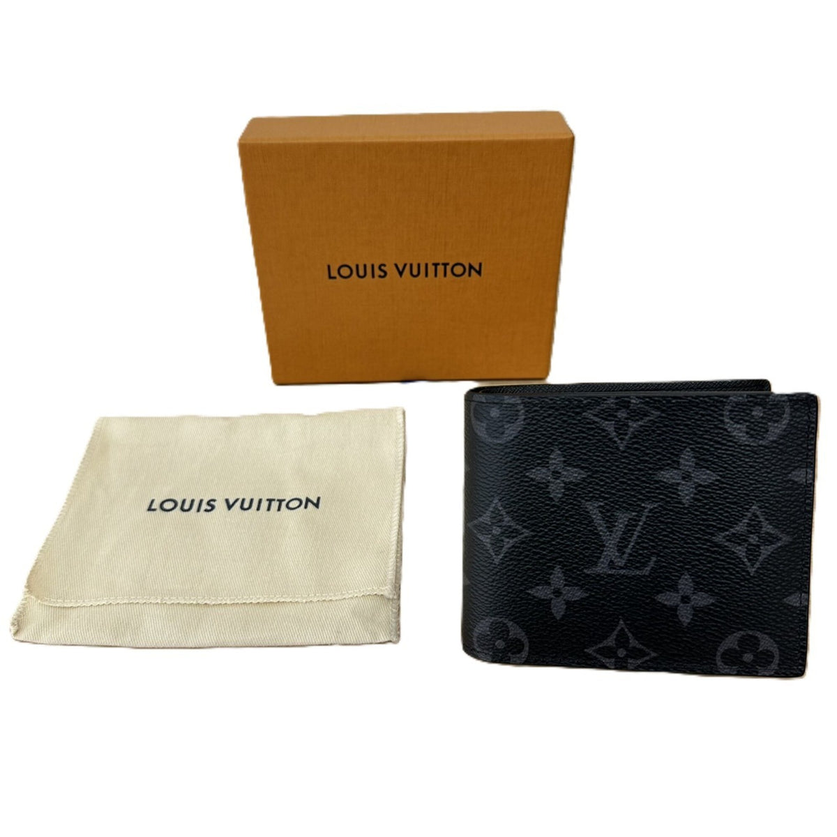 Louis Vuitton Monogram Eclipse Black Leather Wallet (Bi-Fold) (Pre-Owned)