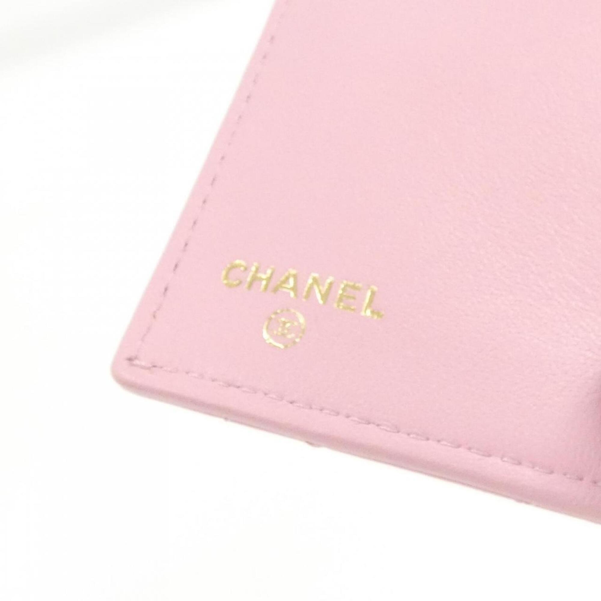 Chanel Pink Leather Wallet (Tri-Fold) (Pre-Owned)
