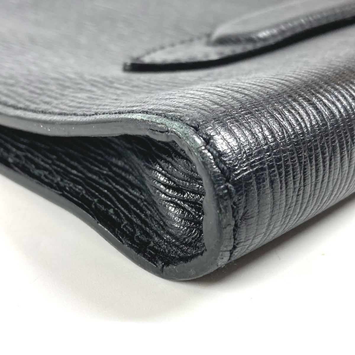 Salvatore Ferragamo Black Leather Clutch Bag Handbag Pouch (Pre-Owned)