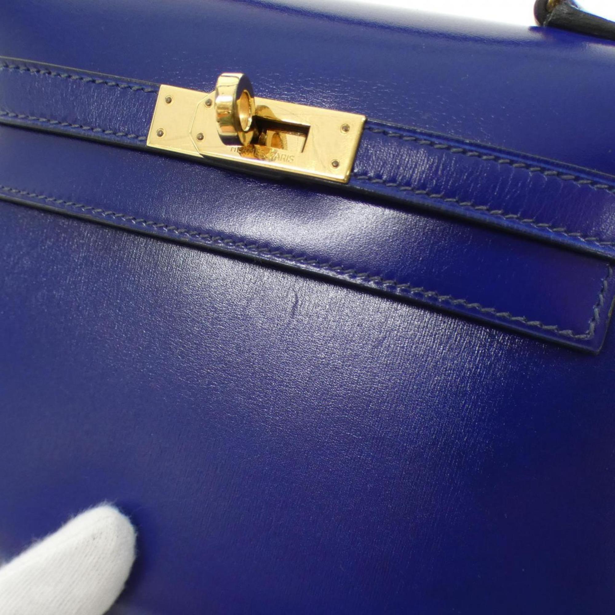 Hermes Blue Box Calf Leather Handbag (Pre-Owned)