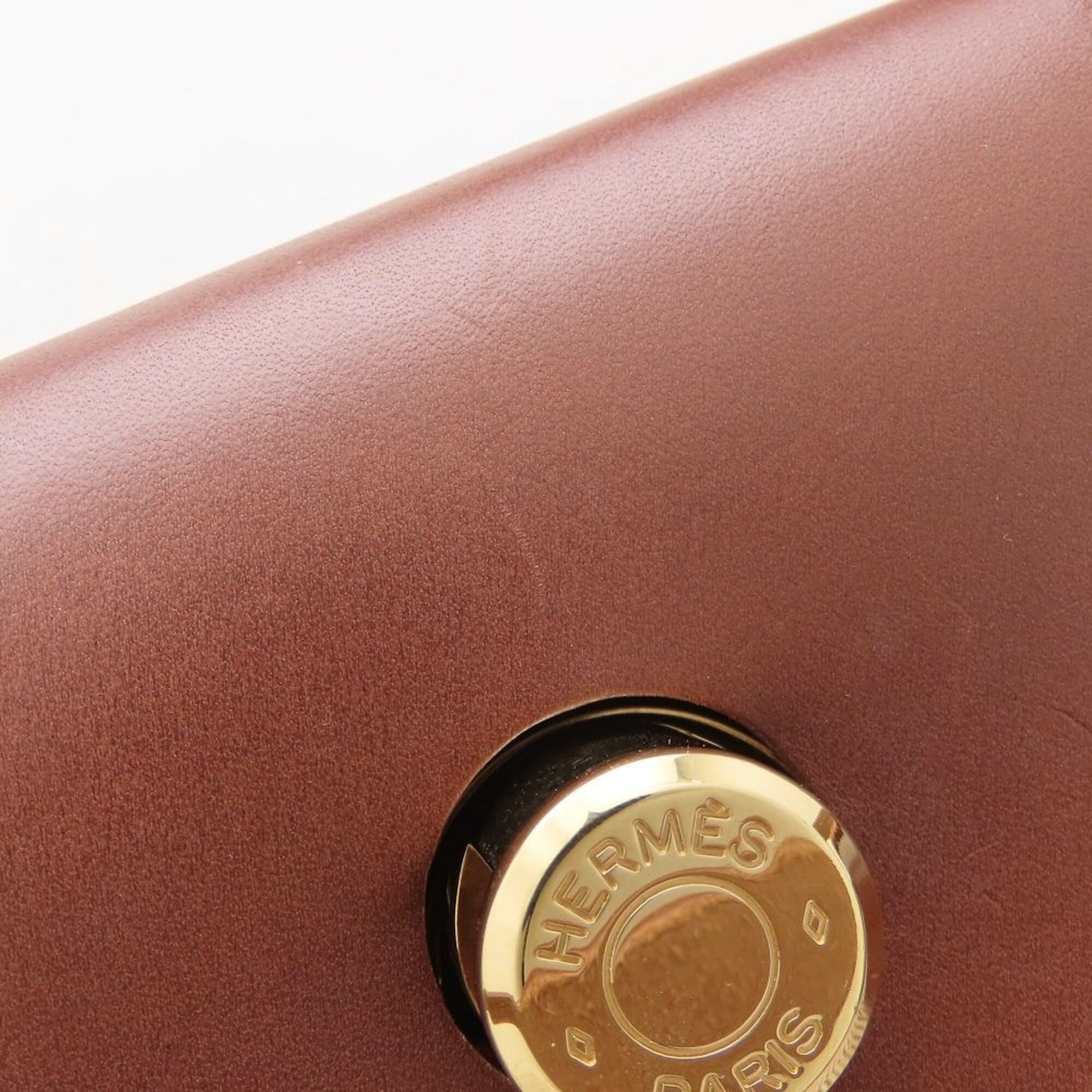 Hermes Her Bag Beige Brown Toile Officier Leather Shoulder Bag (Pre-Owned)