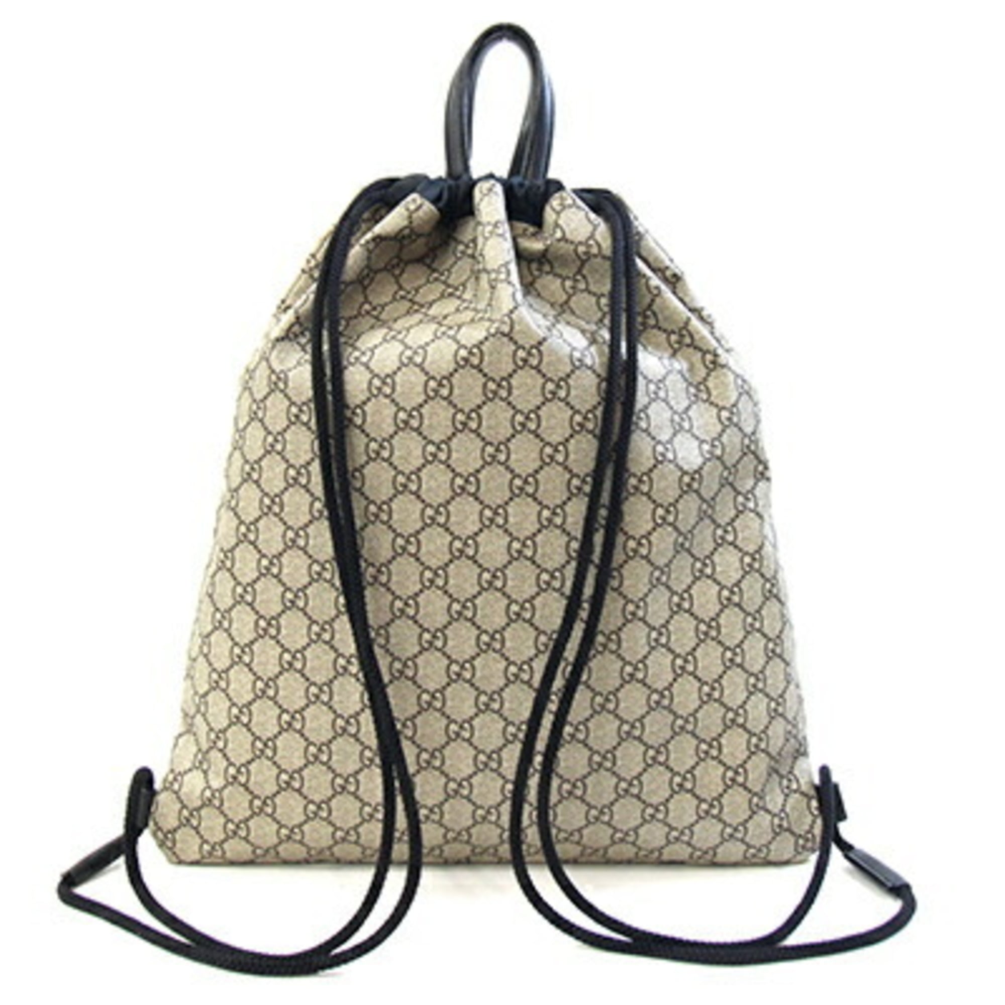 Gucci Beige Black Pvc Nylon Leather Backpack (Pre-Owned)