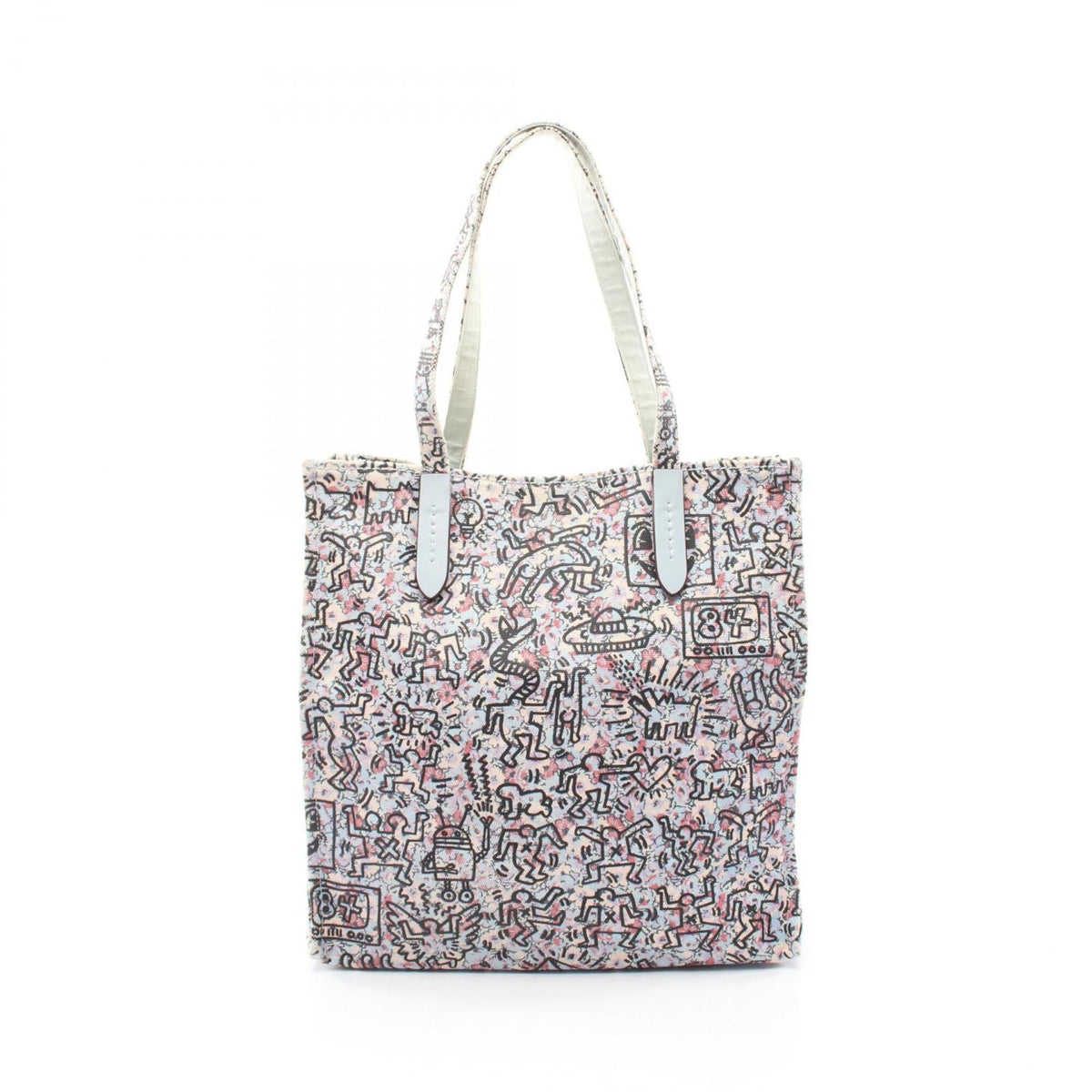 Coach Blue Multi-Color Canvas Leather Handbag Tote Bag (Pre-Owned)