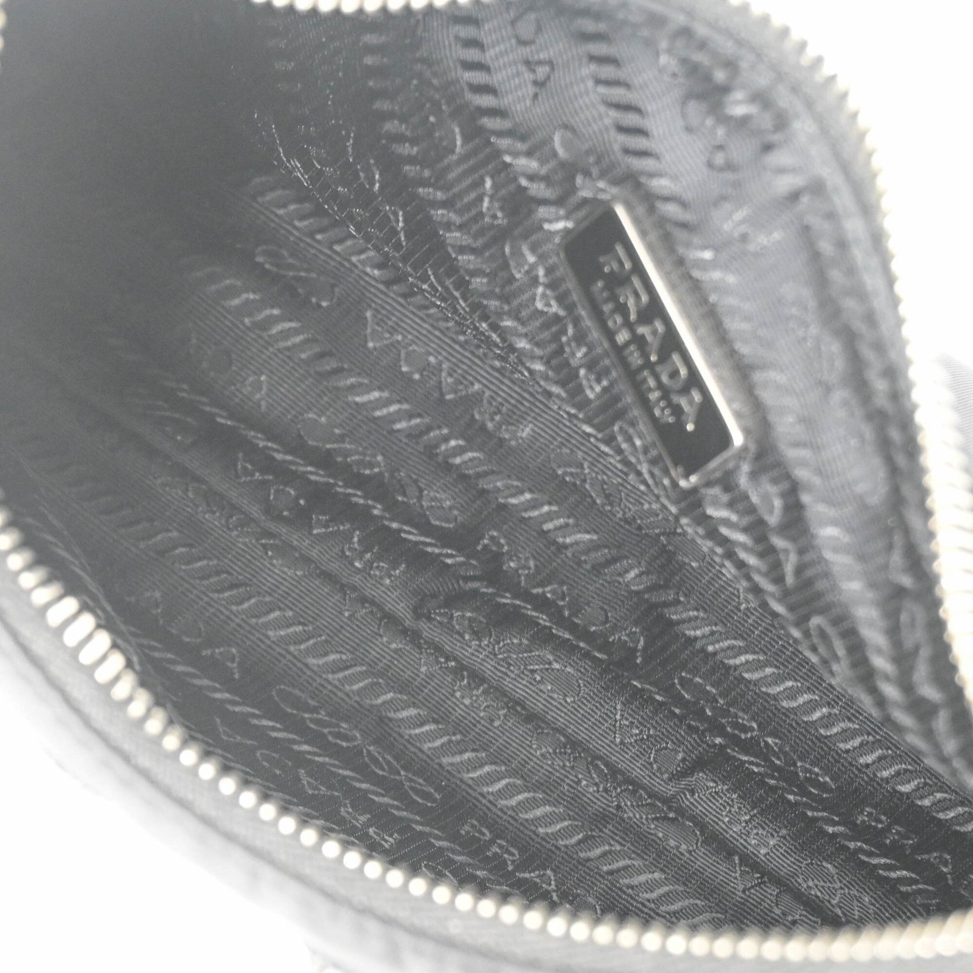 Prada Black Nylon Leather Spangles Handbag Shoulder Bag (Pre-Owned)