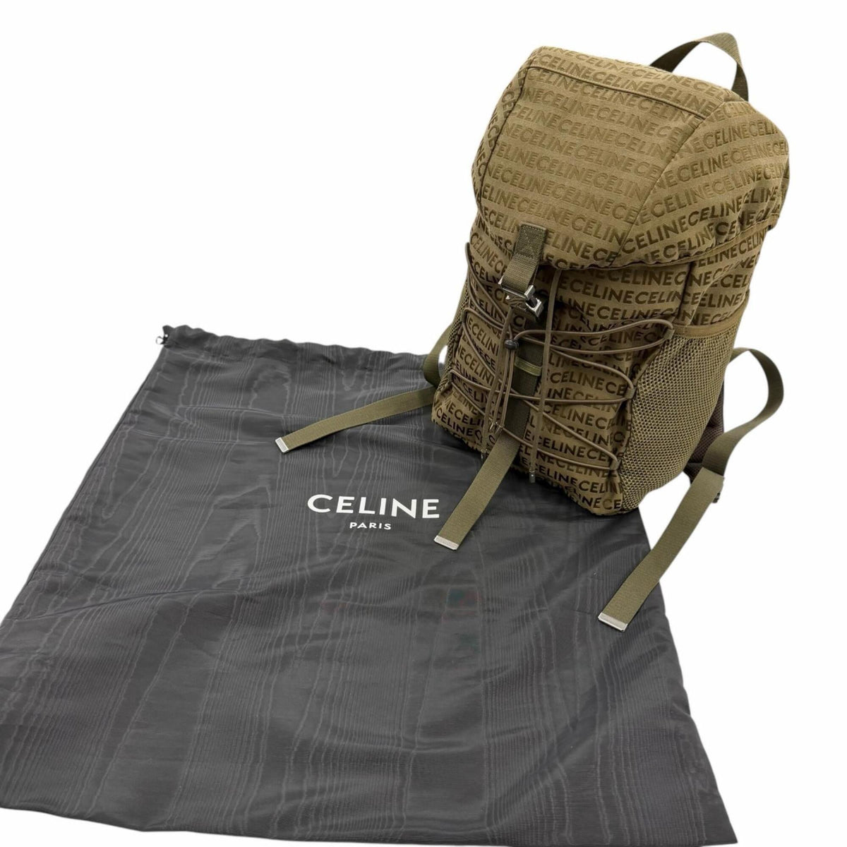 Celine Khaki Canvas Leather Backpack (Pre-Owned)