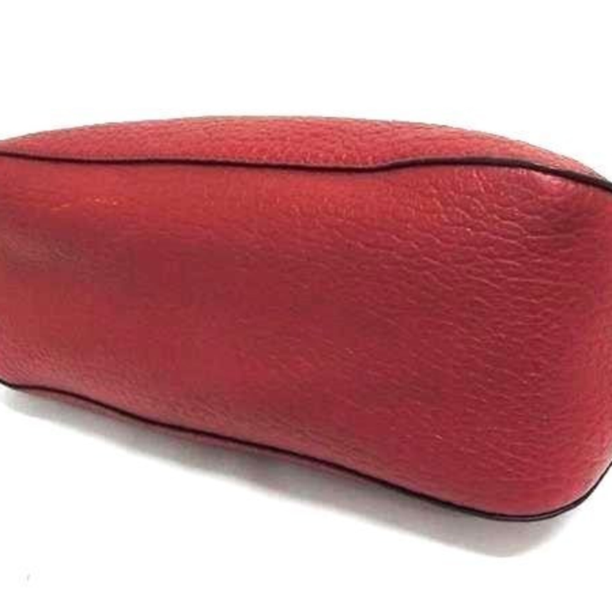 Burberry Red Color Leather Handbag Shoulder Bag (Pre-Owned)