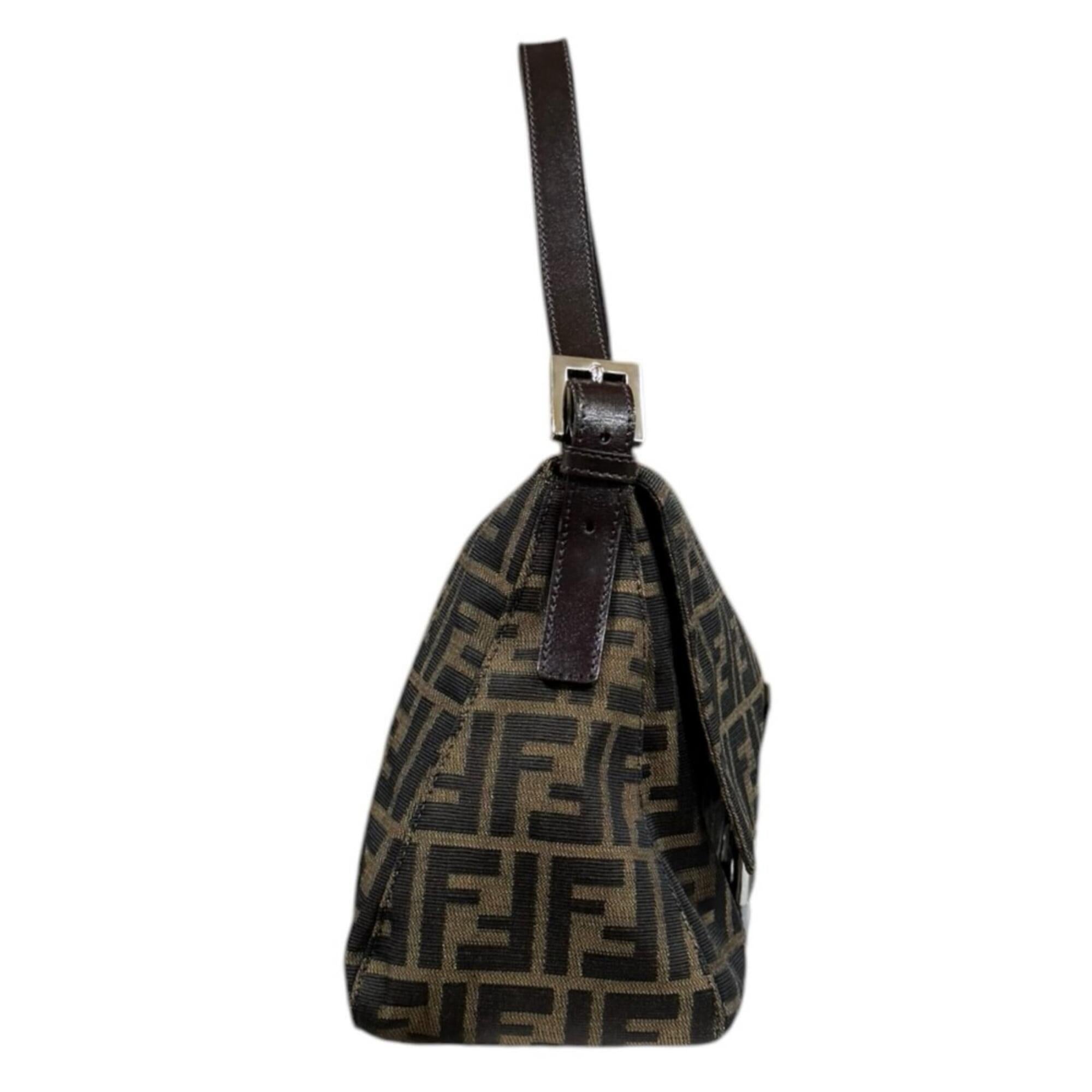 Fendi Zucca Brown Canvas Shoulder Bag (Pre-Owned)