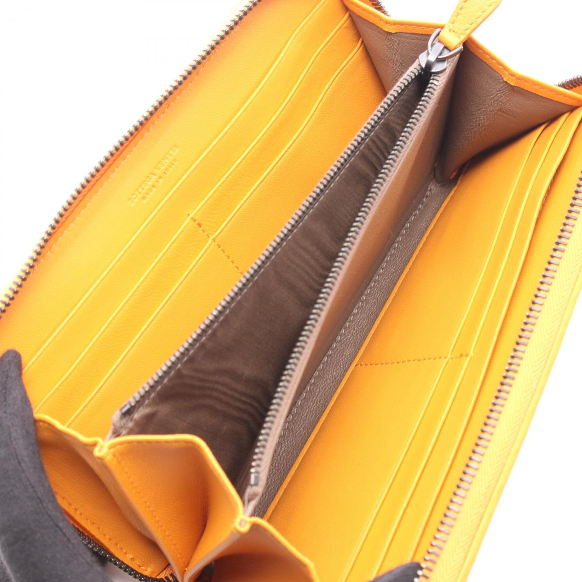Bottega Veneta Orange Leather Long Wallet (Bi-Fold) (Pre-Owned)