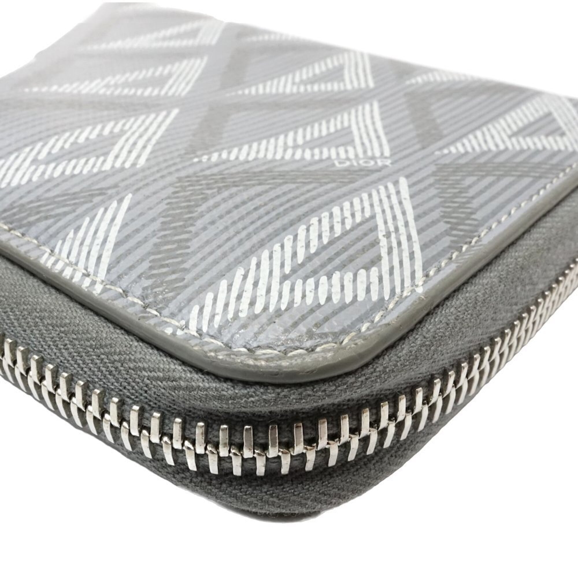 Christian Dior Gray Canvas Long Wallet (Bi-Fold) (Pre-Owned)