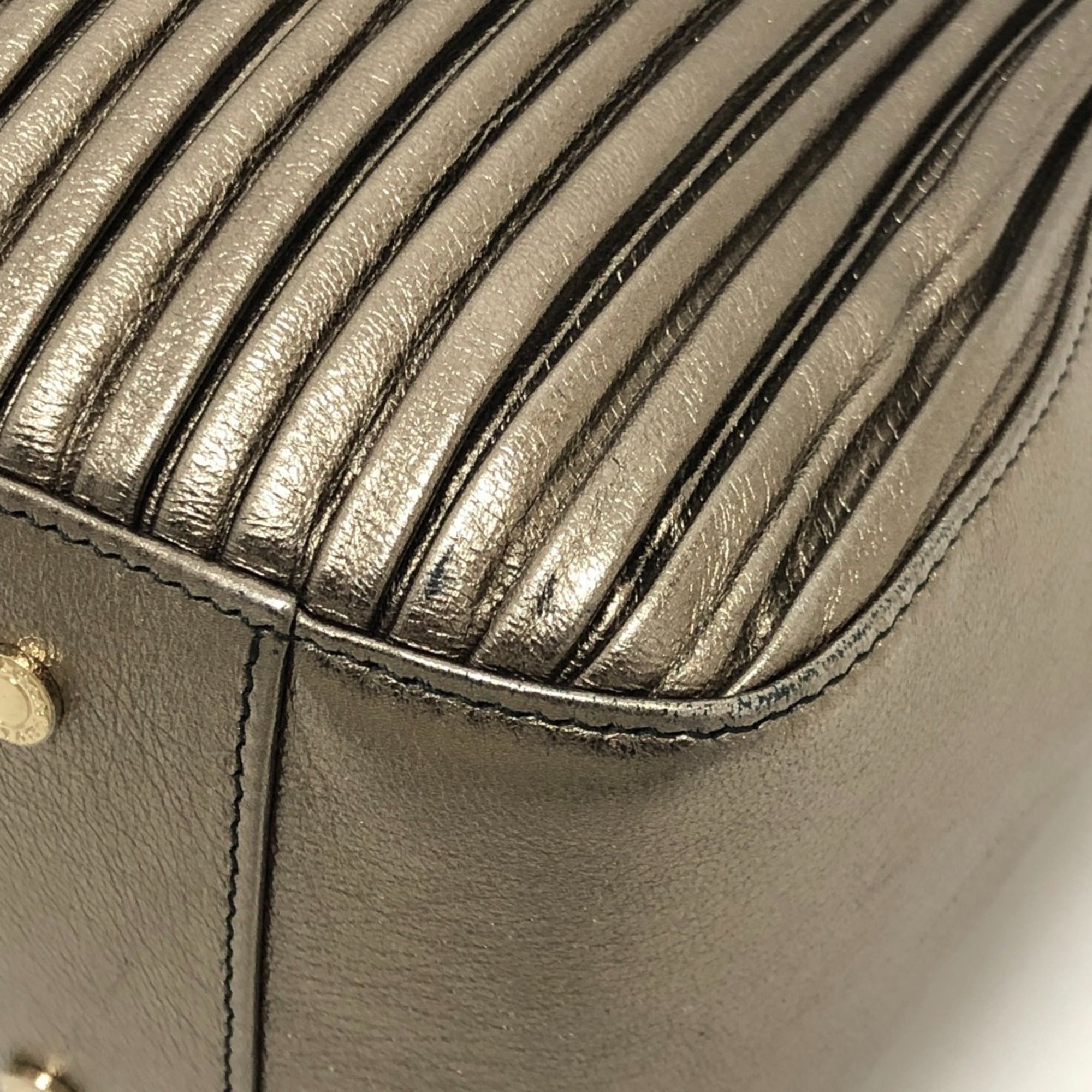 Bvlgari Gold Leather Shoulder Bag Tote Bag (Pre-Owned)