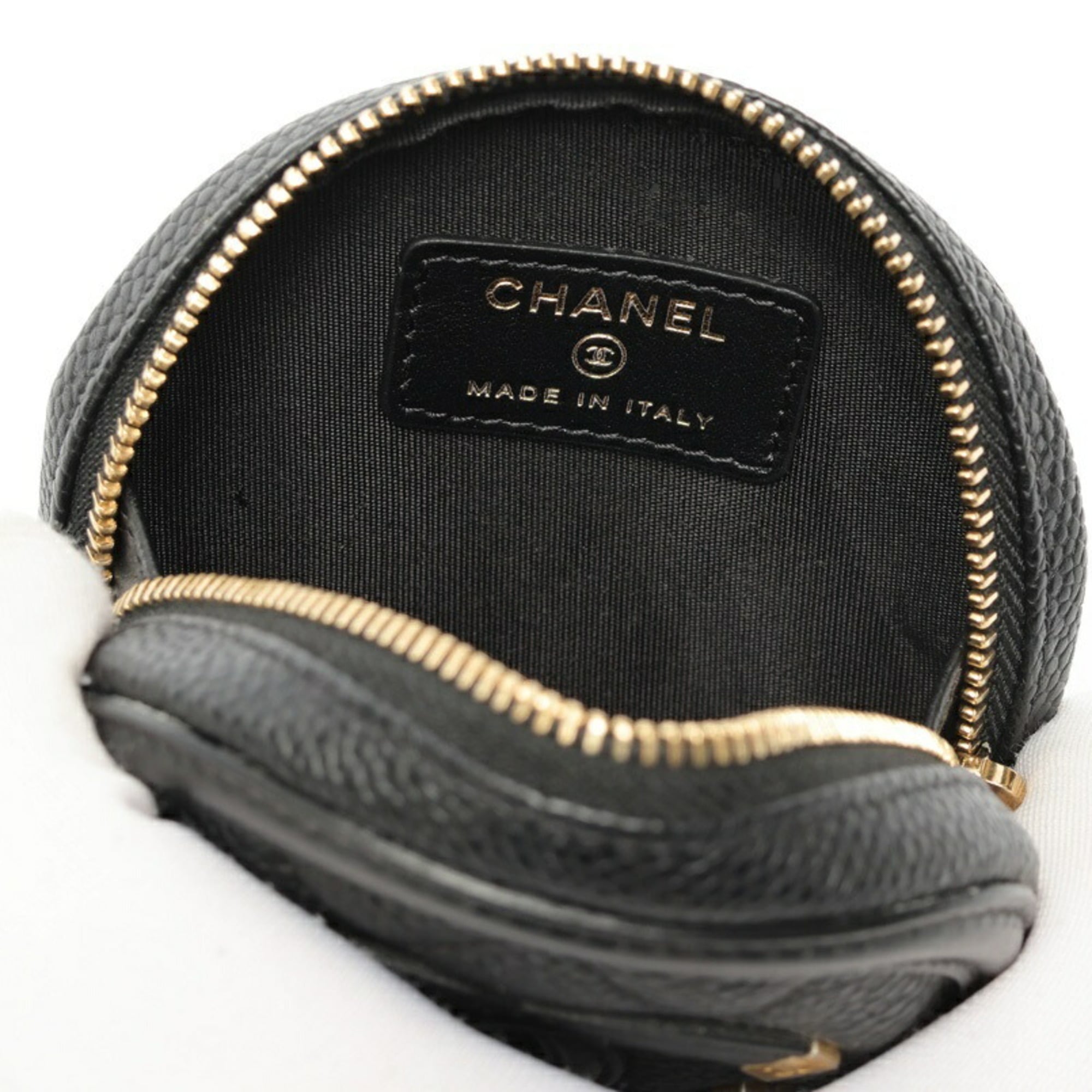 Chanel Black Grained Calfskin Coin Purse/Coin Case (Pre-Owned)