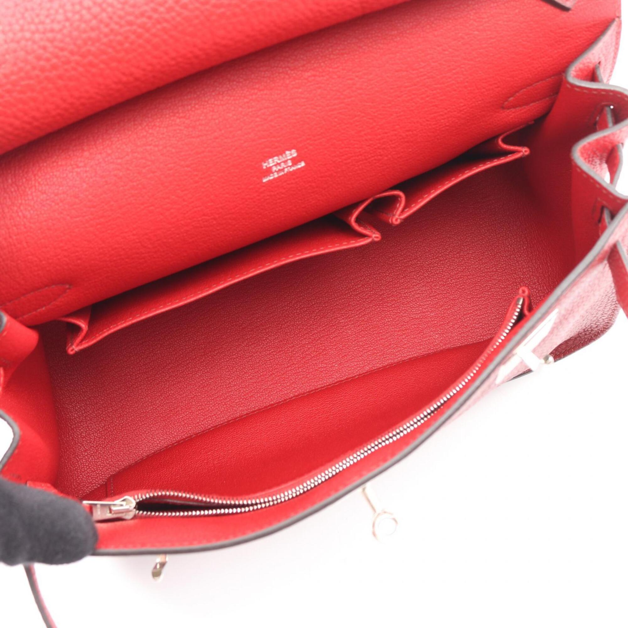 Hermes Bordeaux Red Color Rouge Casaque Taurillon Clemence Leather Leather Handbag Shoulder Bag (Pre-Owned)