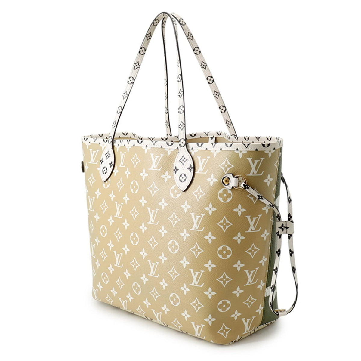 Louis Vuitton Beige Khaki Monogram White Monogram Handbag Pouch Tote Bag (Pre-Owned)