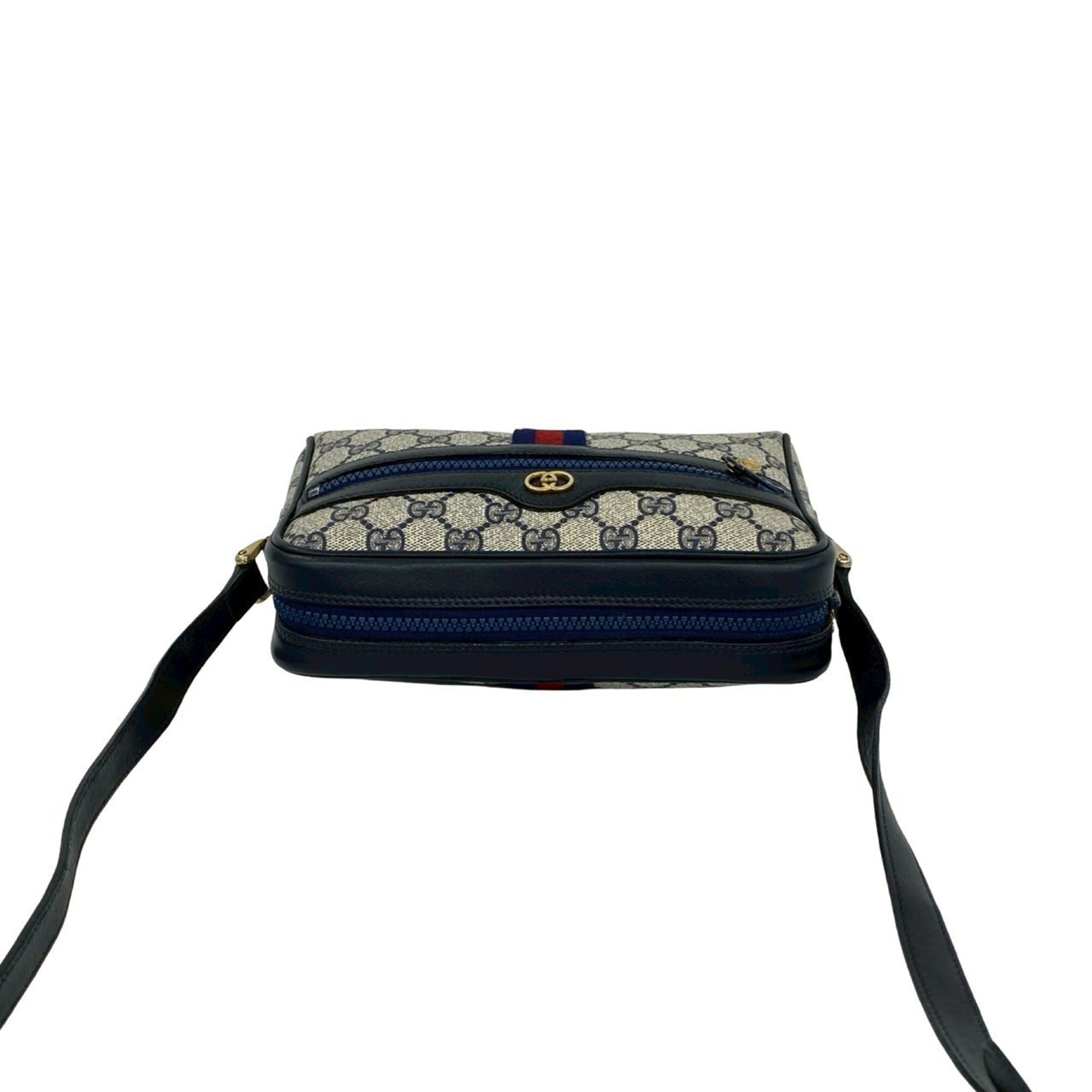 Gucci Navy Red Color Pvc Leather Shoulder Bag (Pre-Owned)