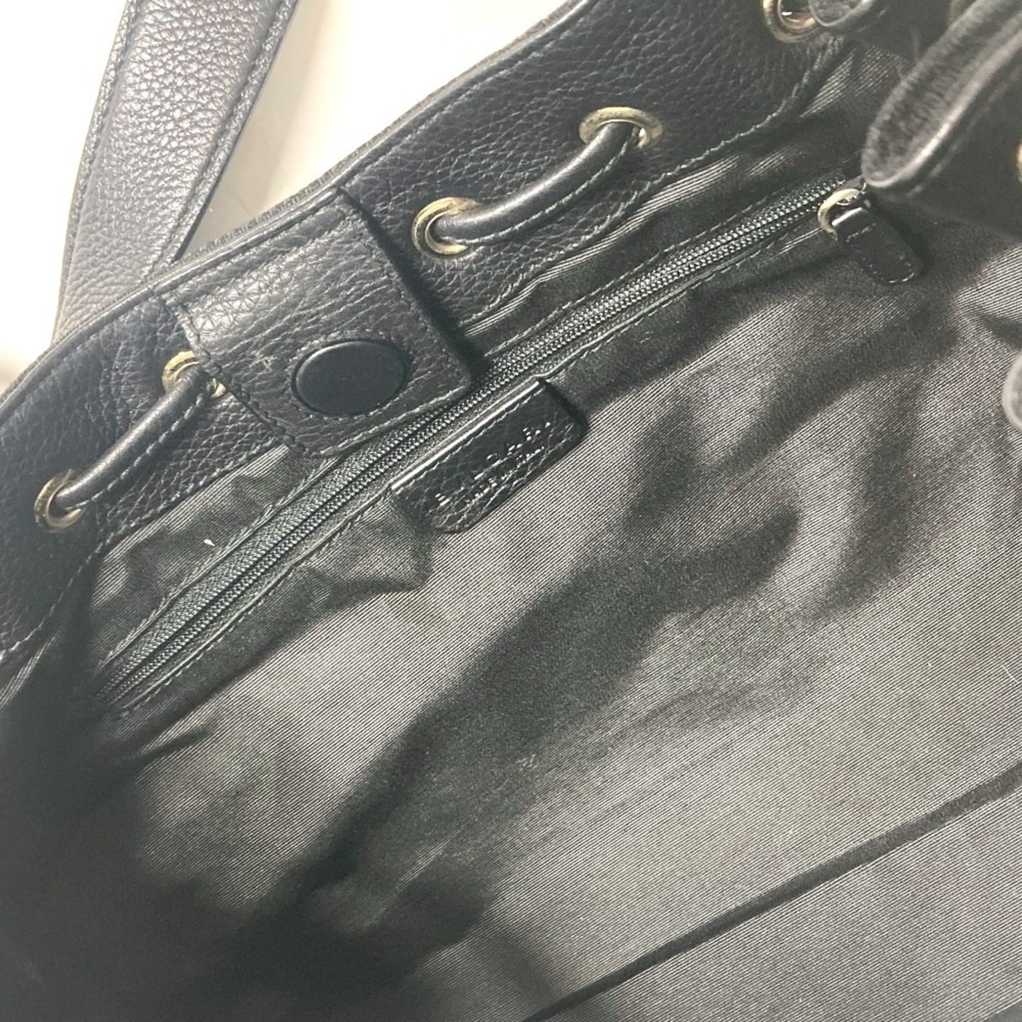 Bvlgari Black Leather Canvas Shoulder Bag Tote Bag (Pre-Owned)