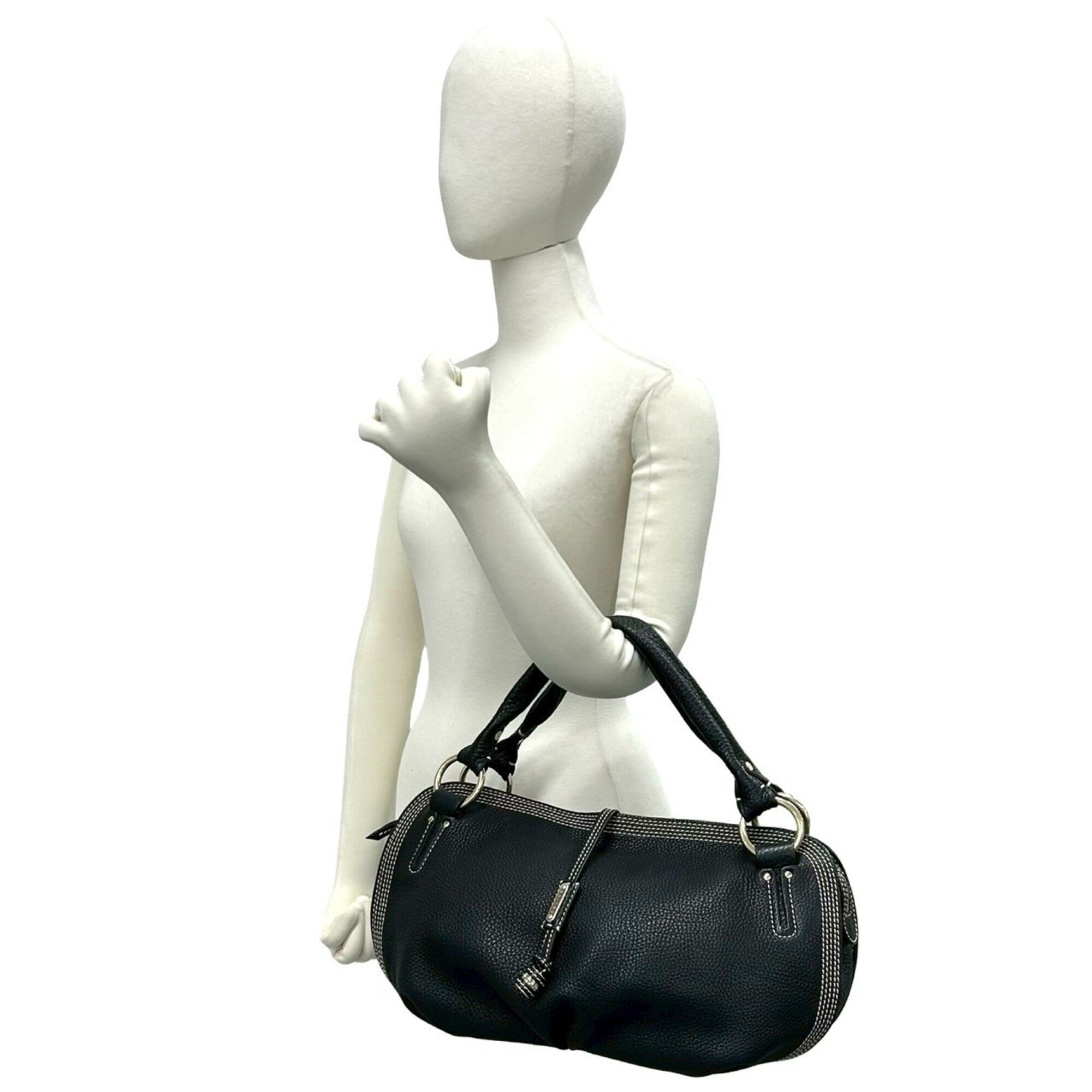 Celine Black Leather Boston Bag Handbag (Pre-Owned)