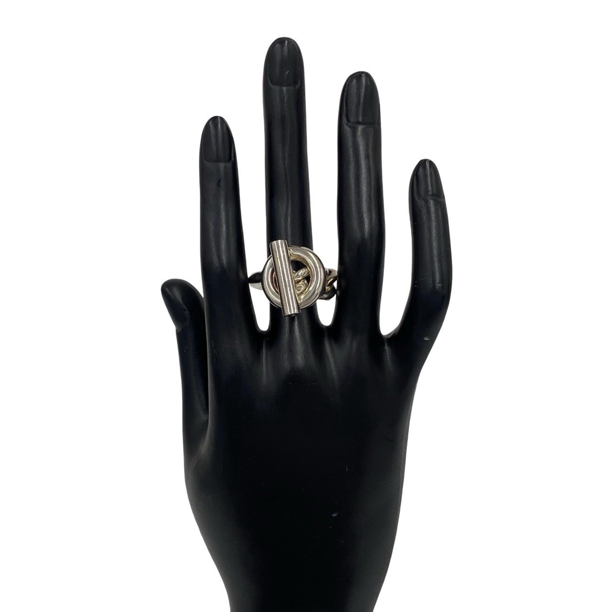 Hermes Silver Silver 925 Band Ring (Pre-Owned)