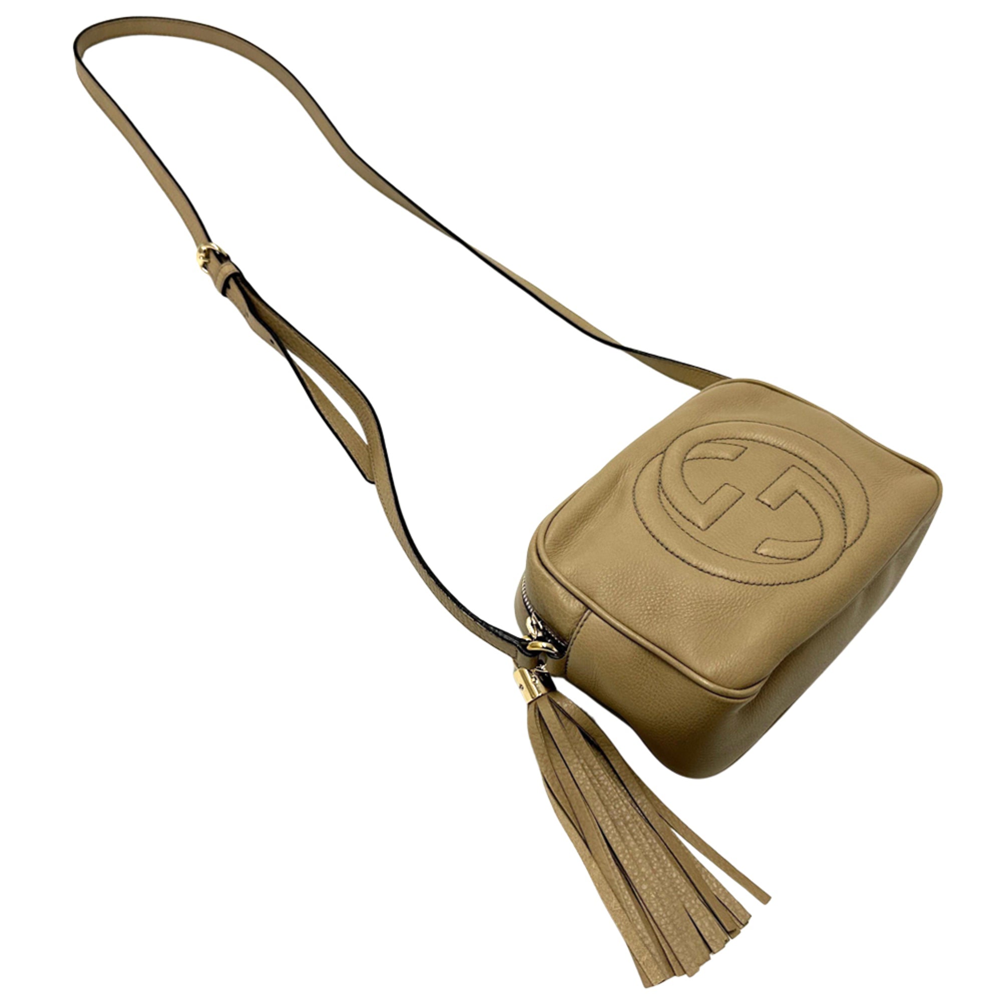Gucci Beige Leather Handbag Shoulder Bag (Pre-Owned)