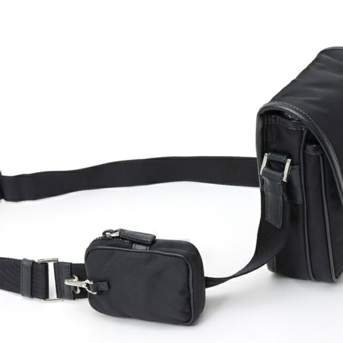 Prada Black Nero Nylon Leather Shoulder Bag (Pre-Owned)