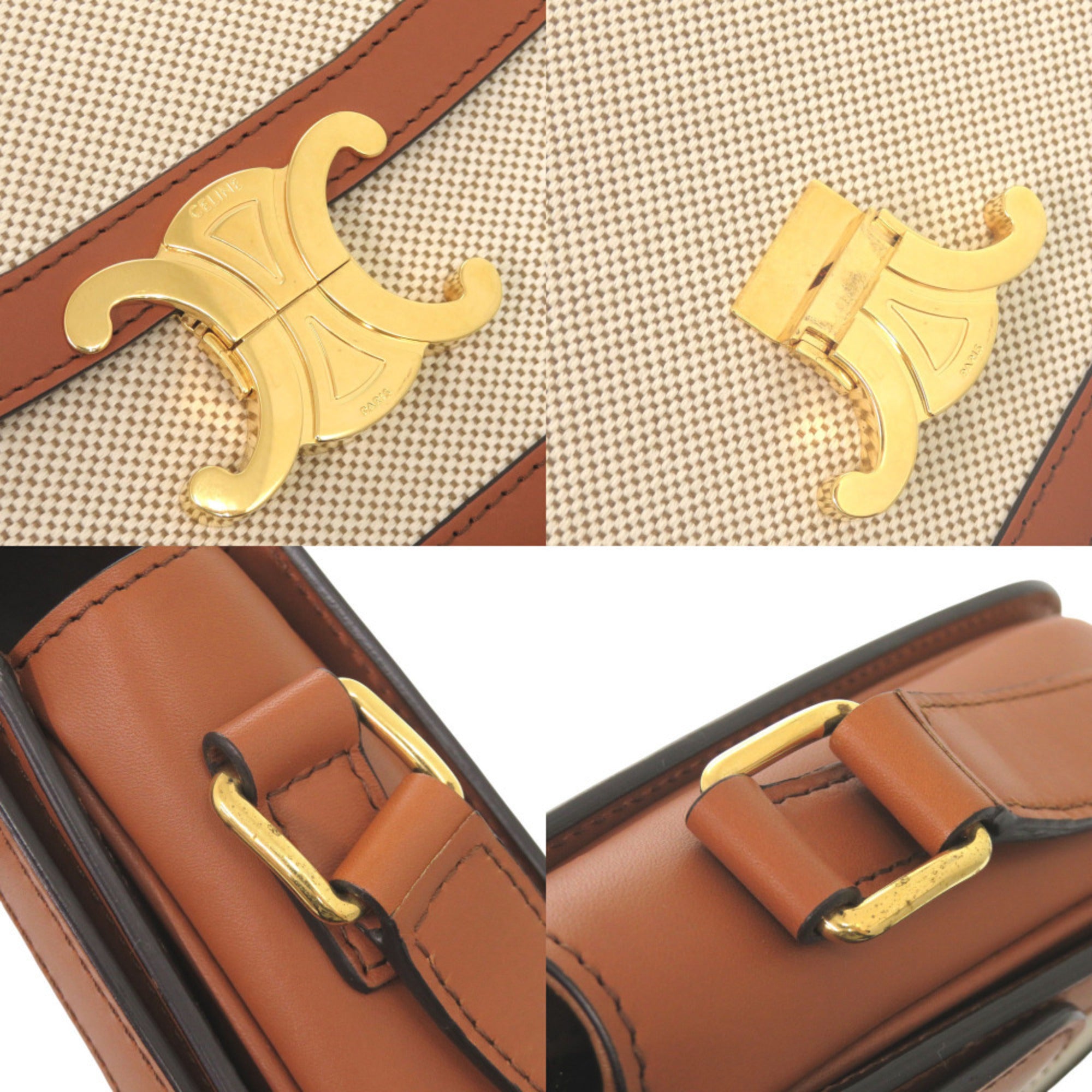 Celine Brown Textile Leather Shoulder Bag (Pre-Owned)