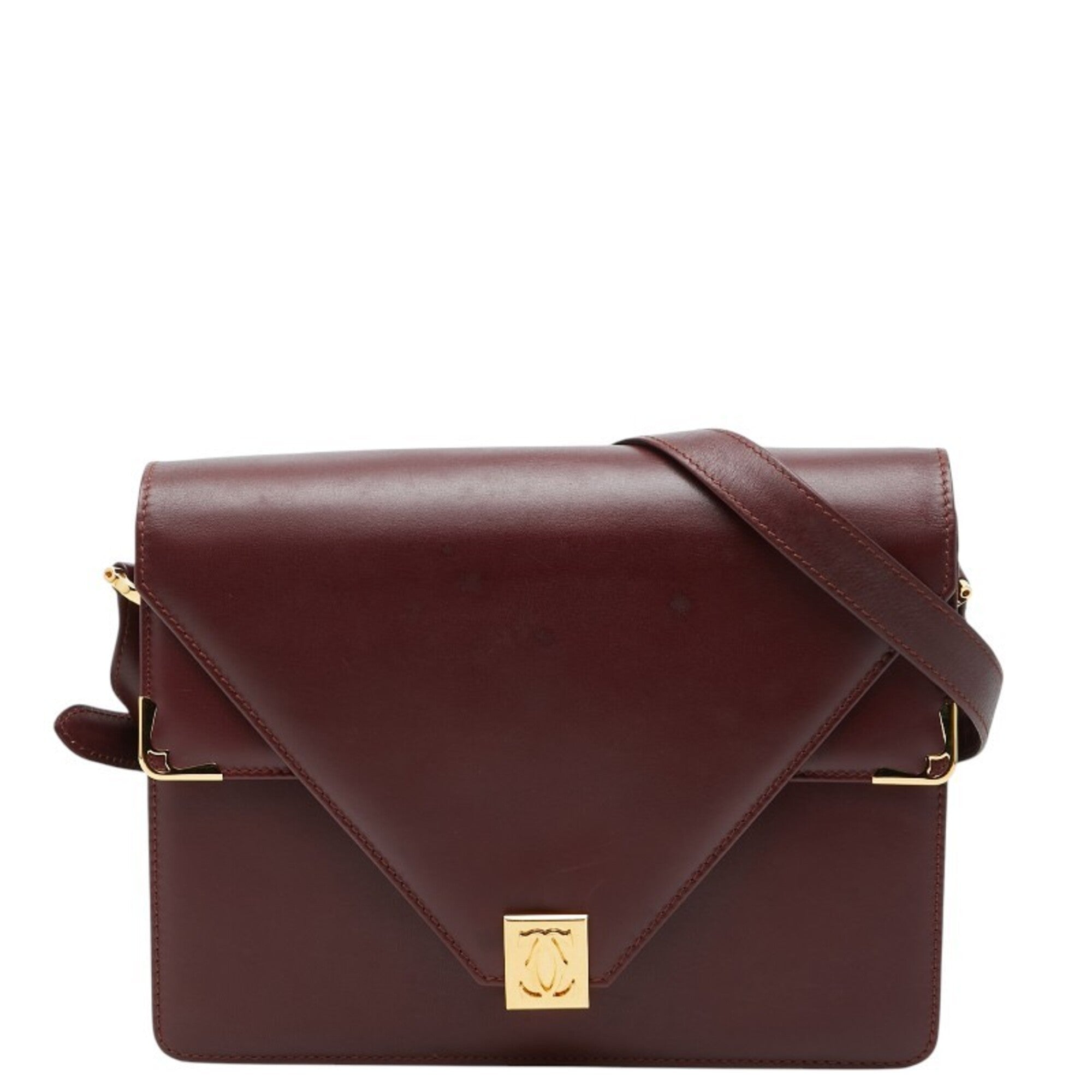 Cartier Must Bordeaux Wine Red Leather Shoulder Bag (Pre-Owned)
