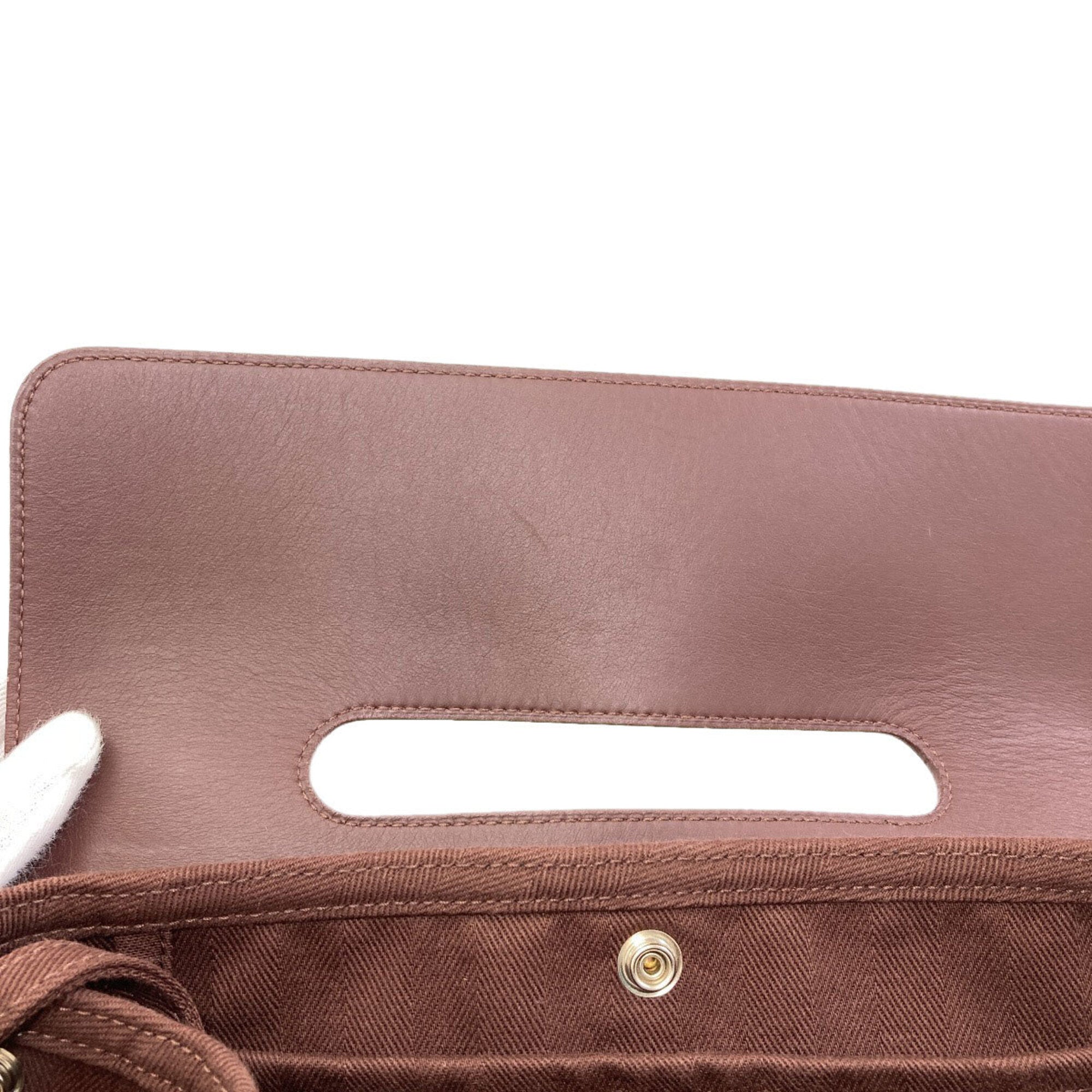 Hermes Dark Brown Canvas Handbag (Pre-Owned)