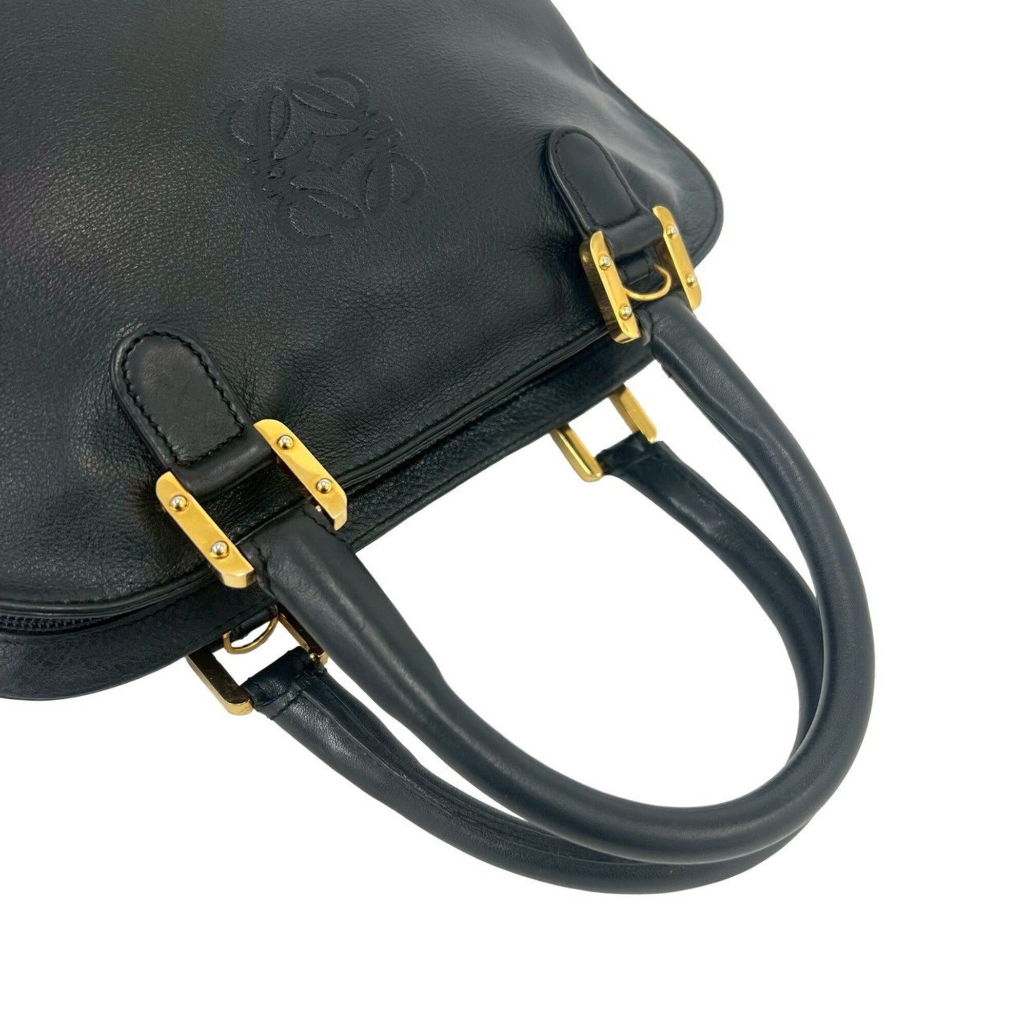 Loewe Black Leather Boston Bag Handbag Tote Bag (Pre-Owned)