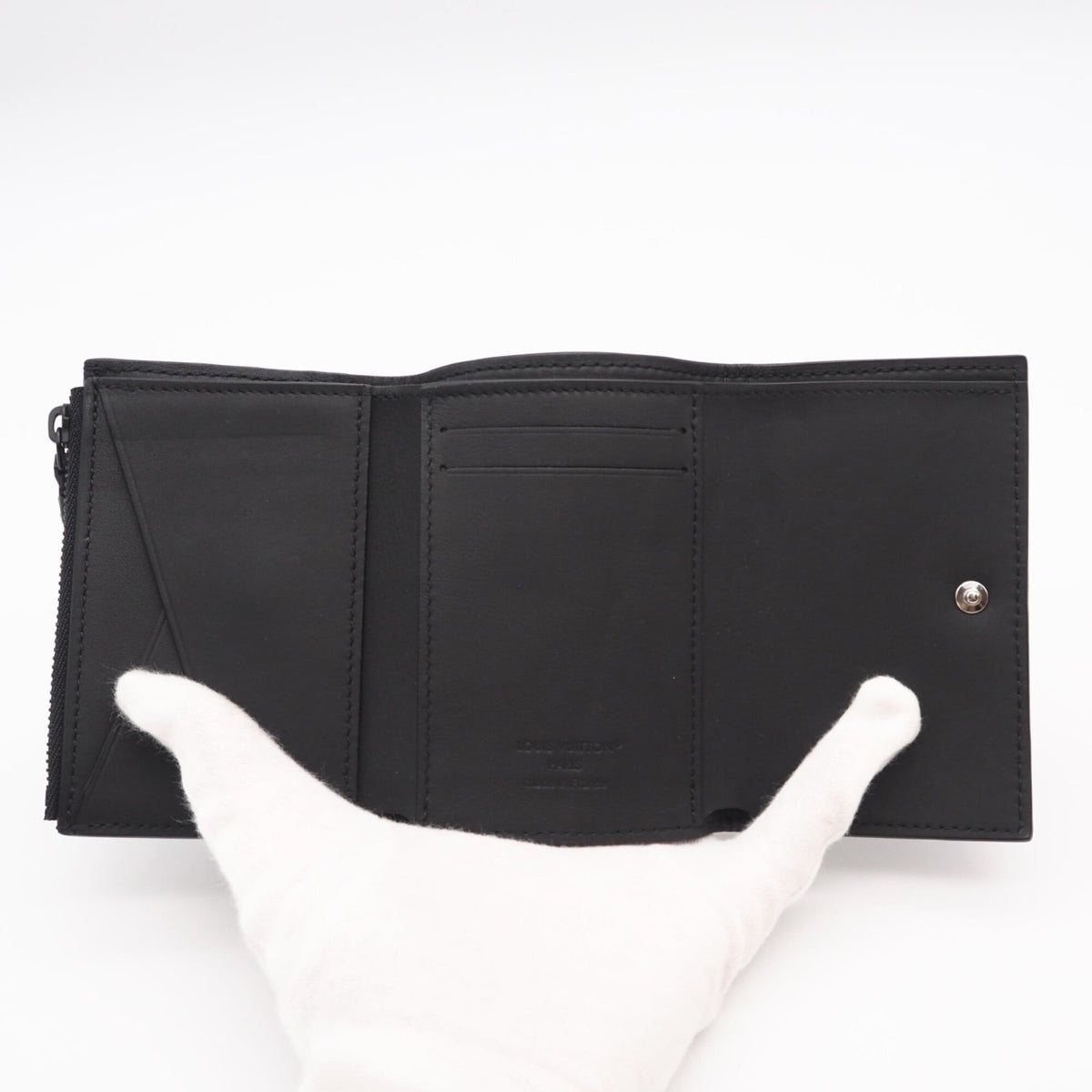 Louis Vuitton Monogram Shadow Black Leather Wallet (Tri-Fold) (Pre-Owned)