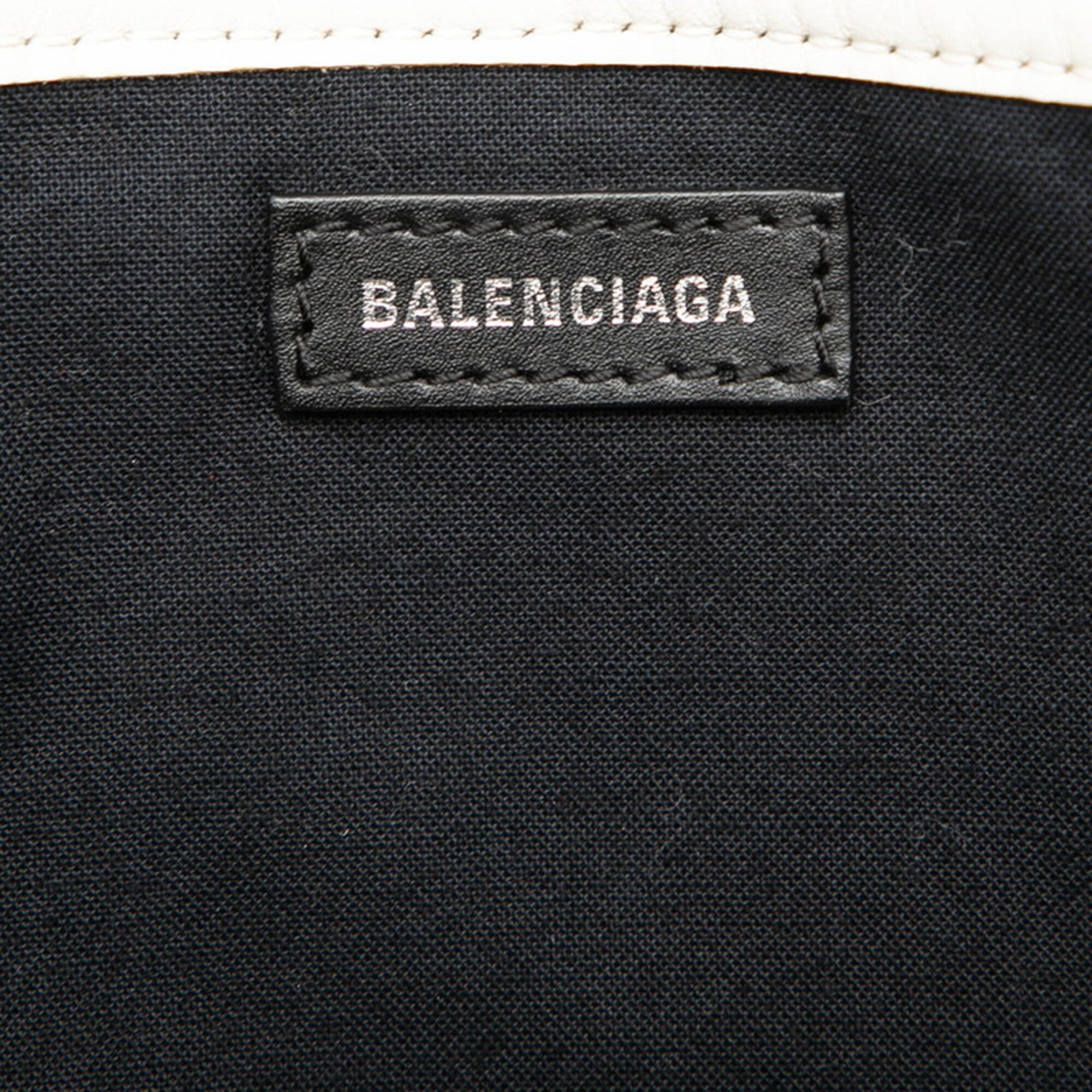 Balenciaga Ivory White Canvas Leather Handbag Pouch Tote Bag (Pre-Owned)