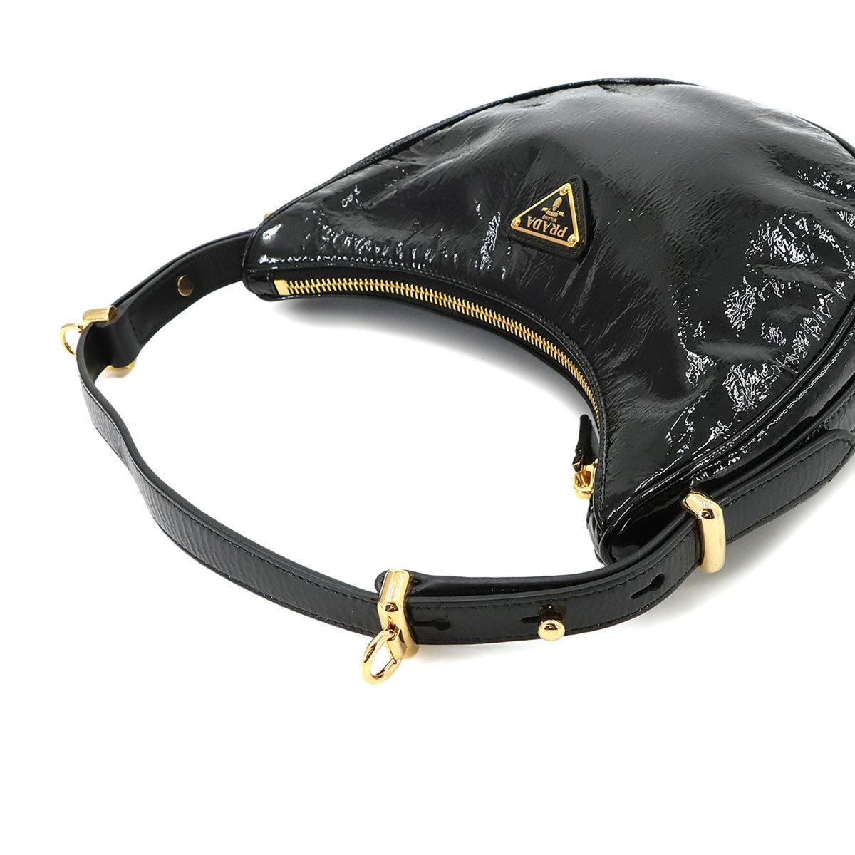 Prada Black Nero Patent Leather Handbag Shoulder Bag (Pre-Owned)