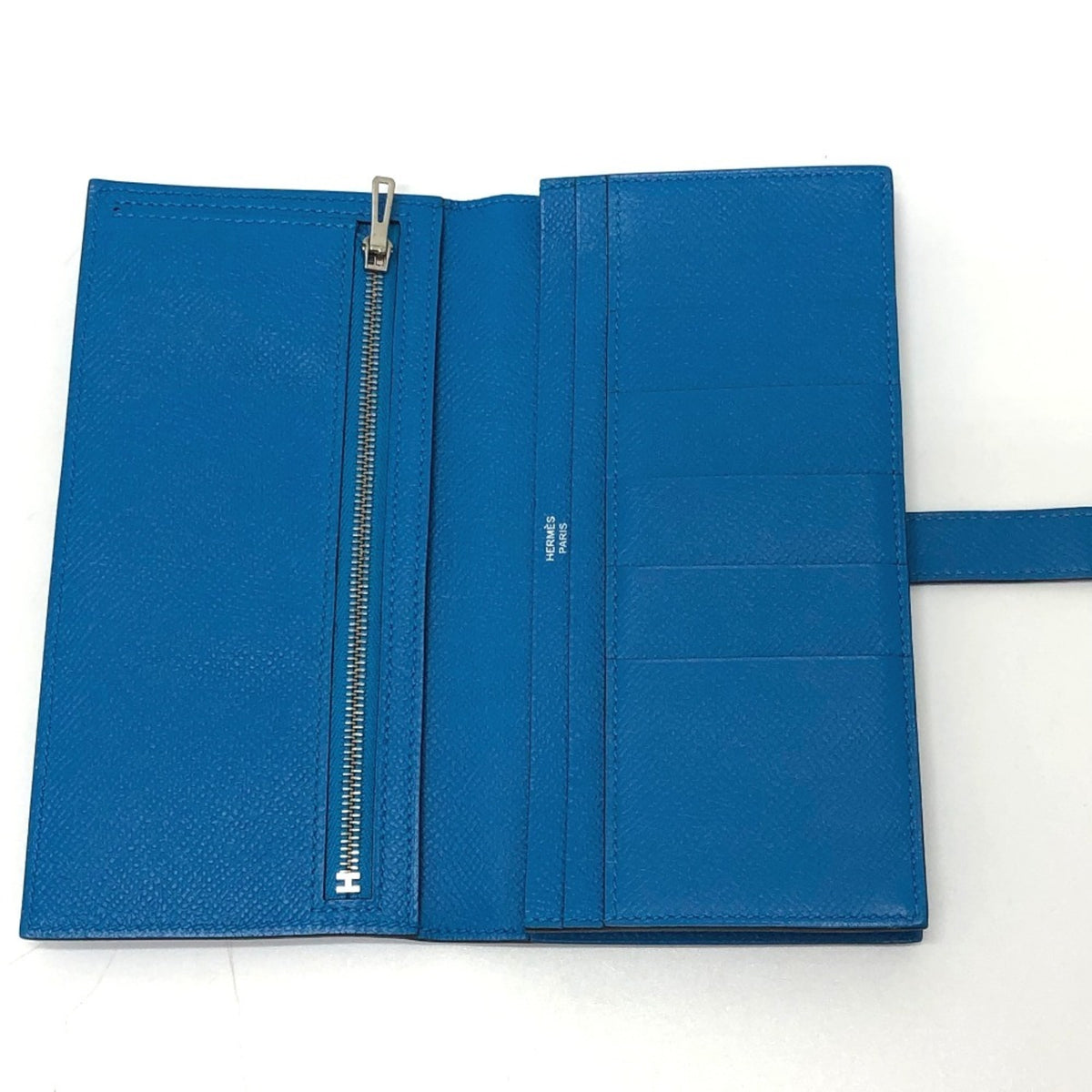 Hermes Blue Epsom Leather Long Wallet (Bi-Fold) (Pre-Owned)