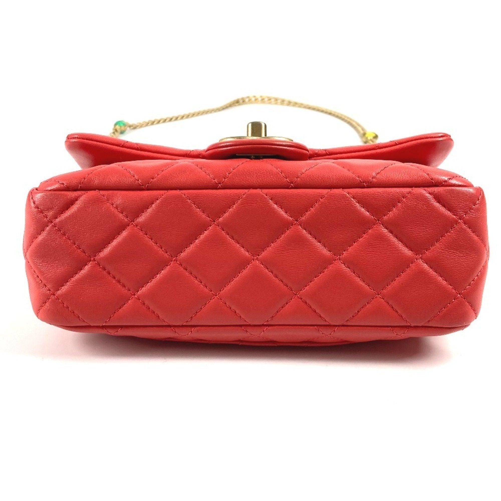 Chanel Matelasse Pink Red Color Leather Shoulder Bag (Pre-Owned)