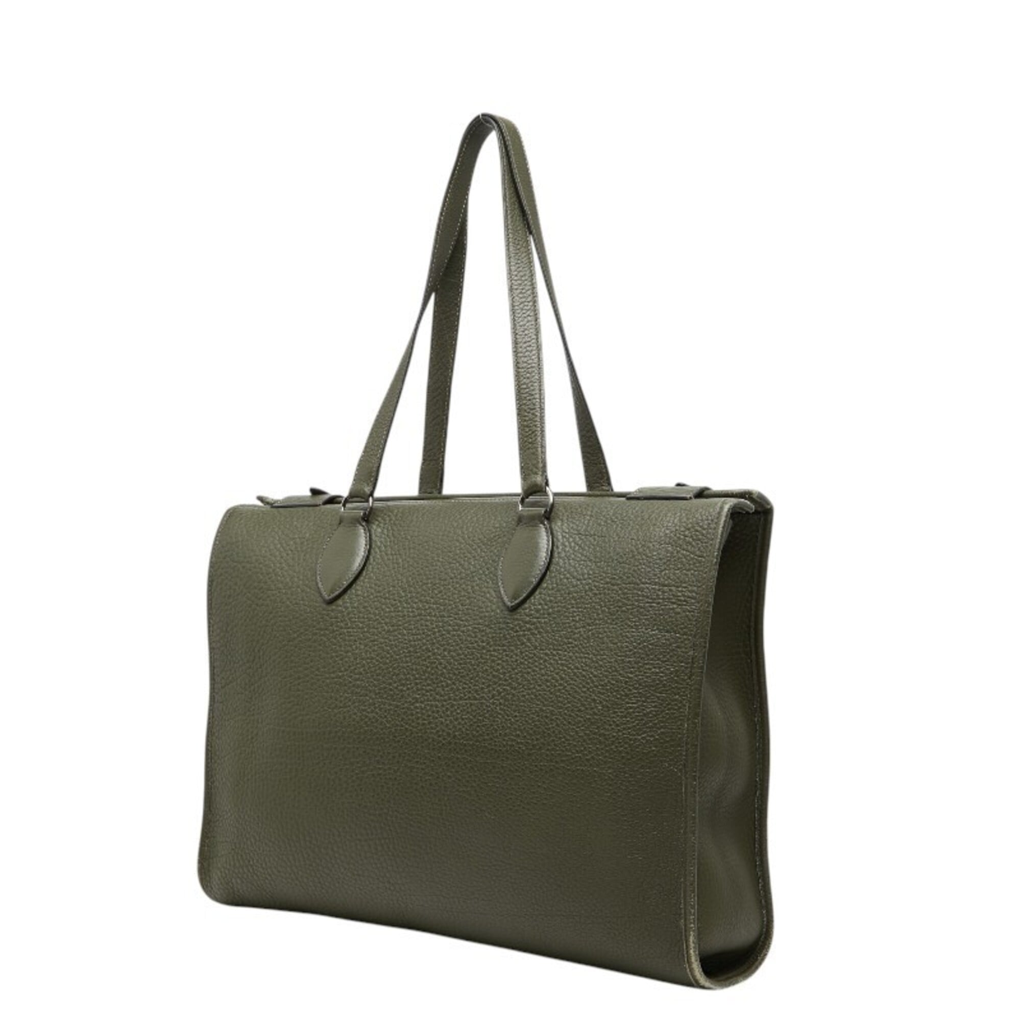 Hermes Green Taurillon Clemence Leather Pouch Shoulder Bag Tote Bag (Pre-Owned)