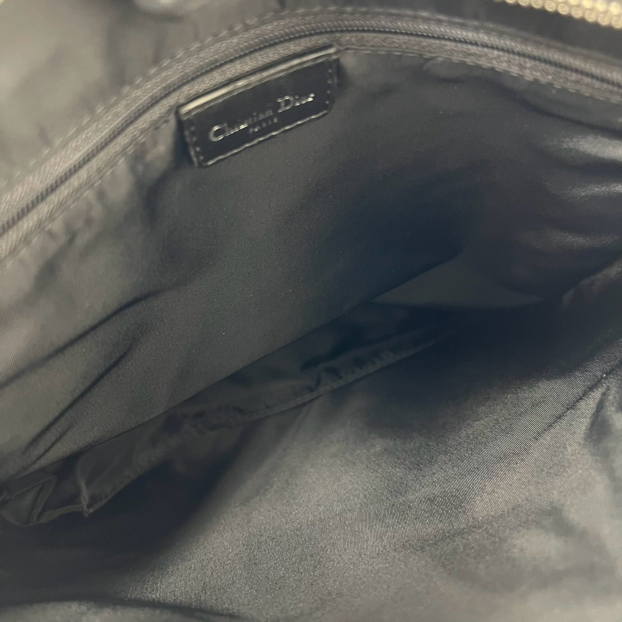 Christian Dior Black Leather Canvas Shoulder Bag (Pre-Owned)