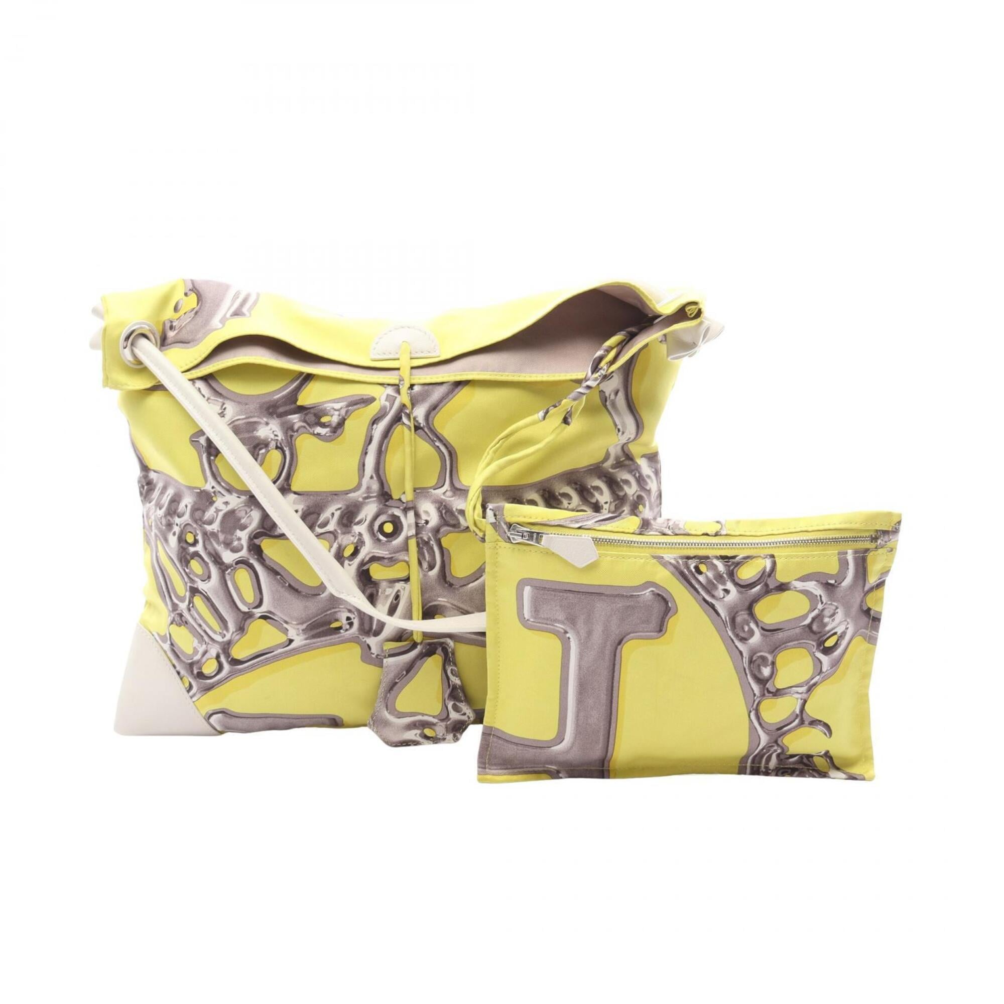 Hermes Multi-Color Yellow Silk Leather Handbag Pouch Shoulder Bag (Pre-Owned)