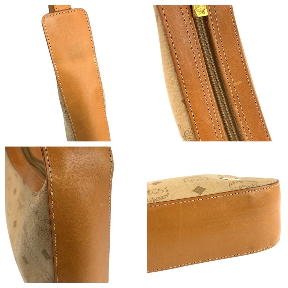 Mcm Beige Brown Leather Shoulder Bag (Pre-Owned)