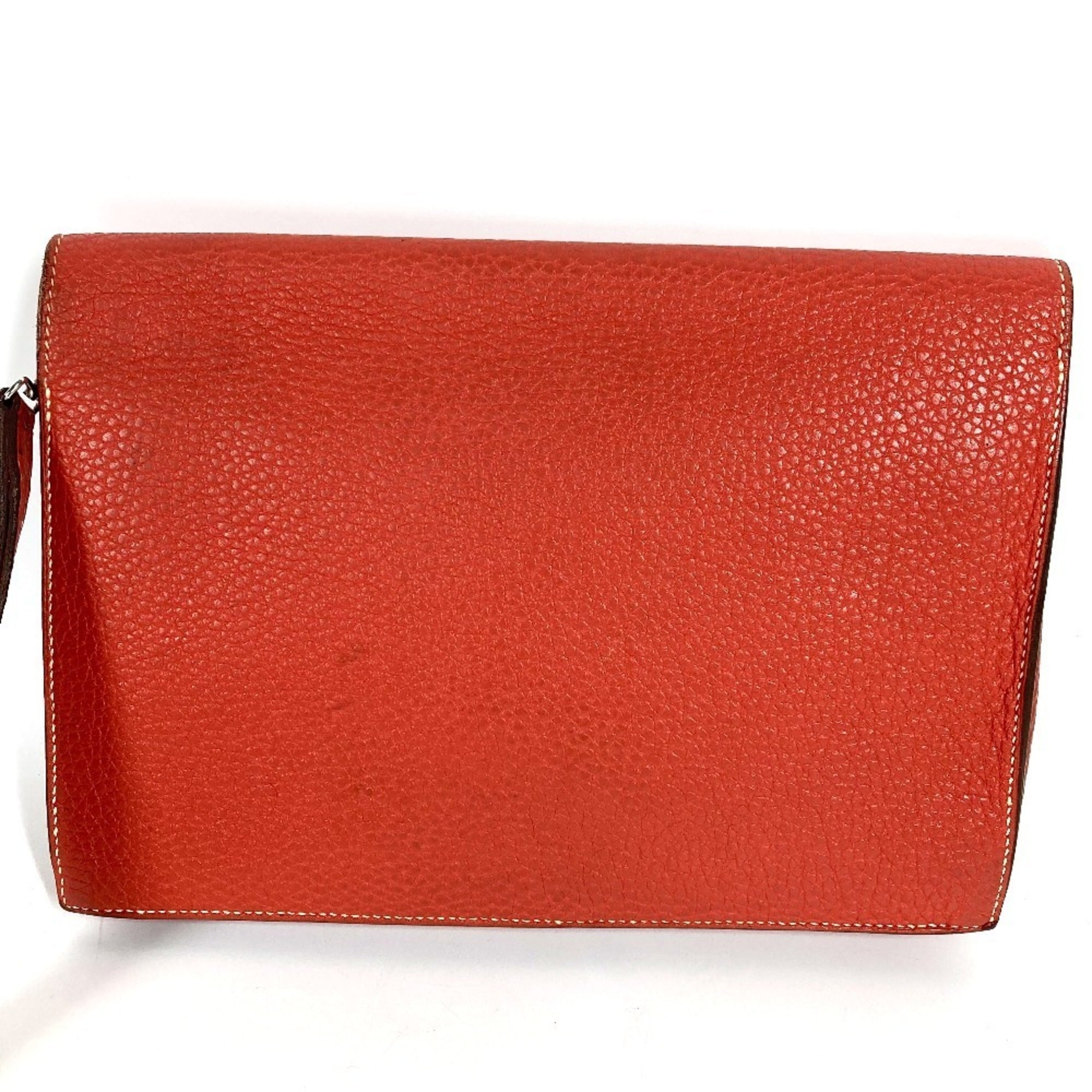 Hermes Brown Leather Clutch Bag Handbag Pochette Pouch (Pre-Owned)