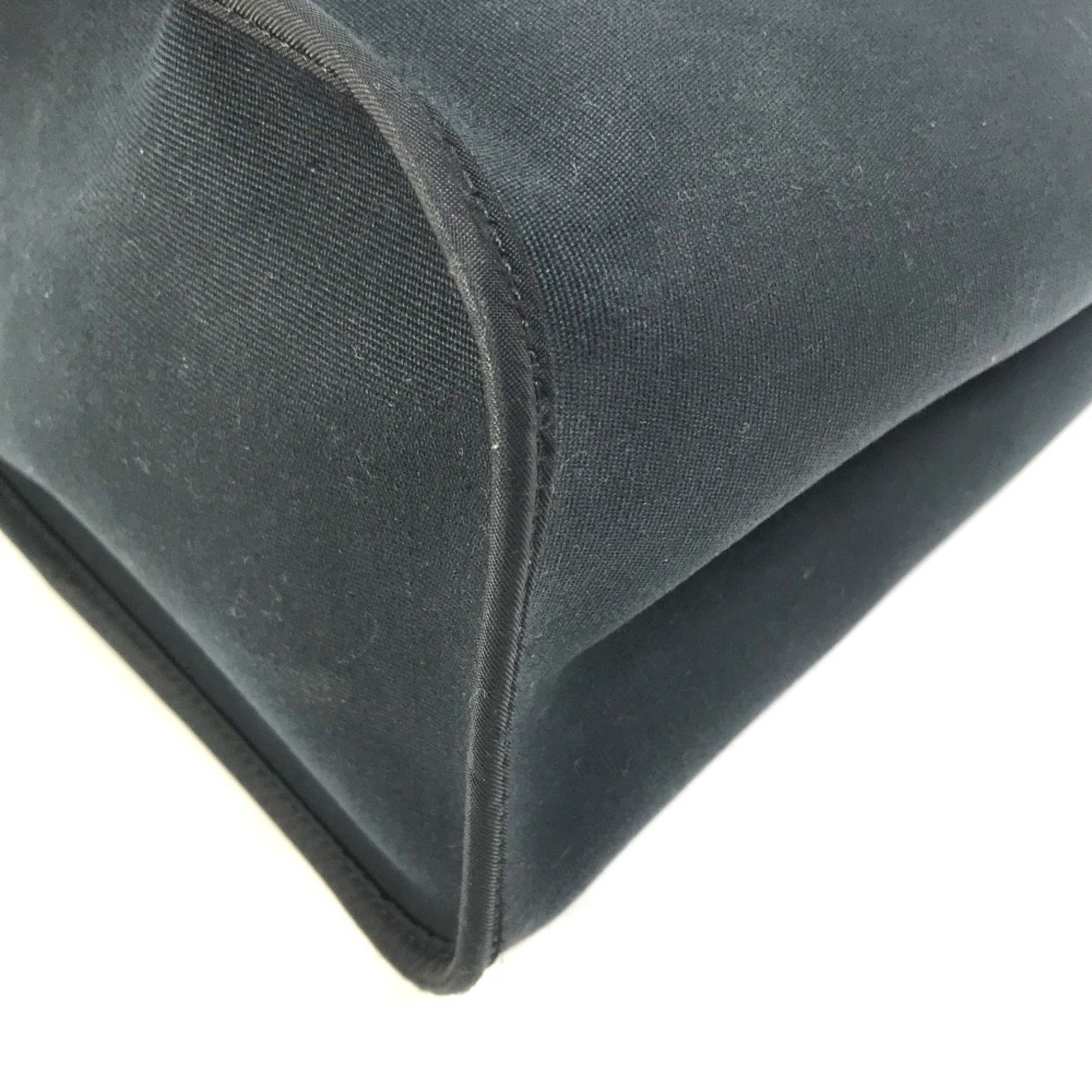 Hermes Black Toile Officier Leather Handbag Shoulder Bag Tote Bag (Pre-Owned)