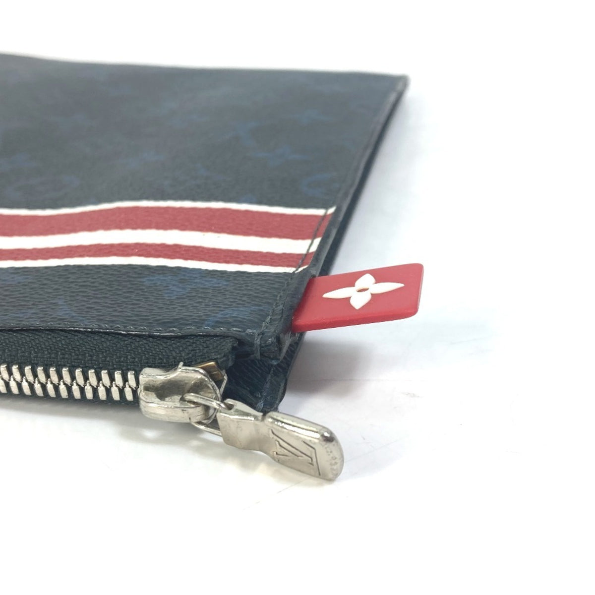Louis Vuitton Monogram Cobalt Navy Red Color White Clutch Bag (Pre-Owned)