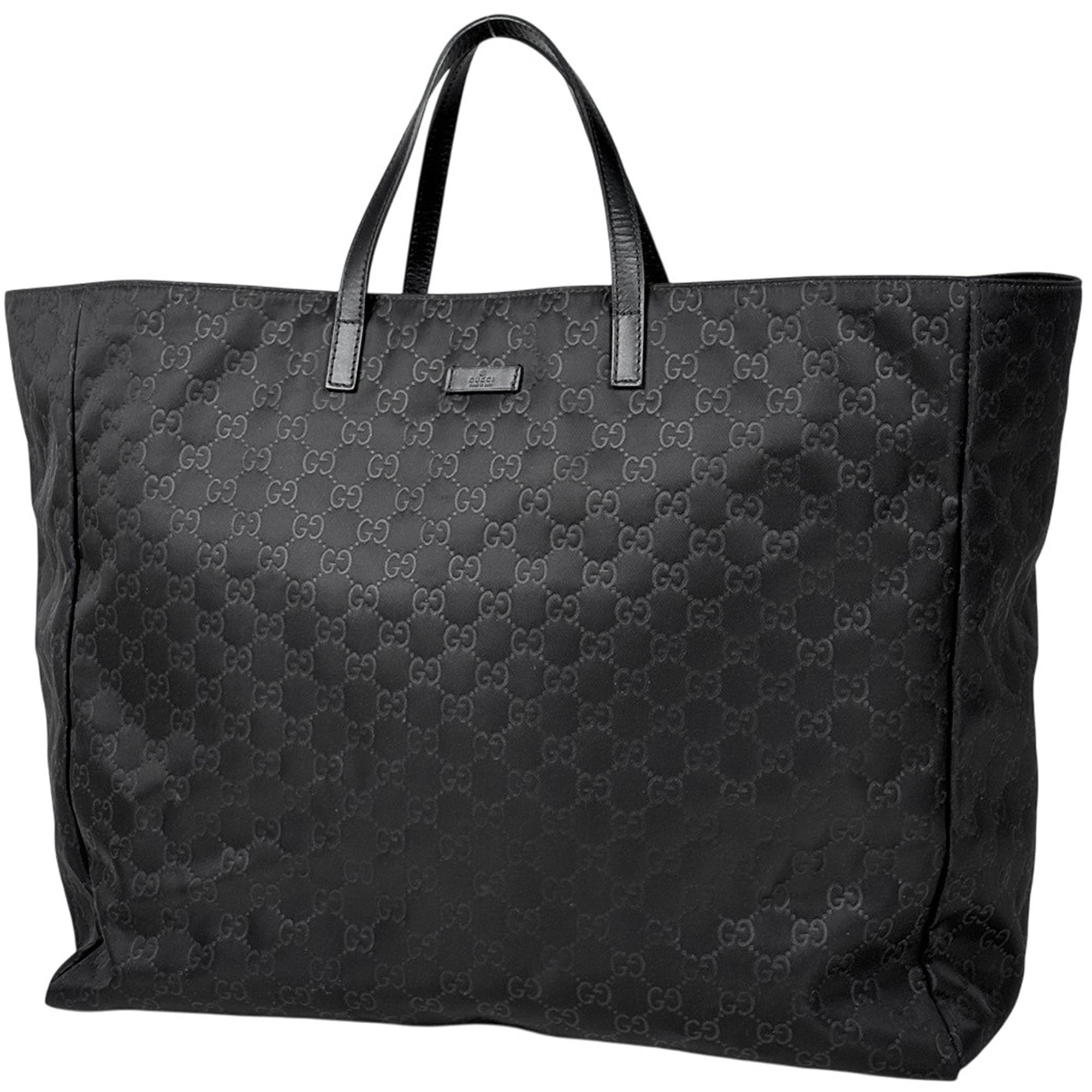 Gucci Black Nylon Leather Tote Bag (Pre-Owned)