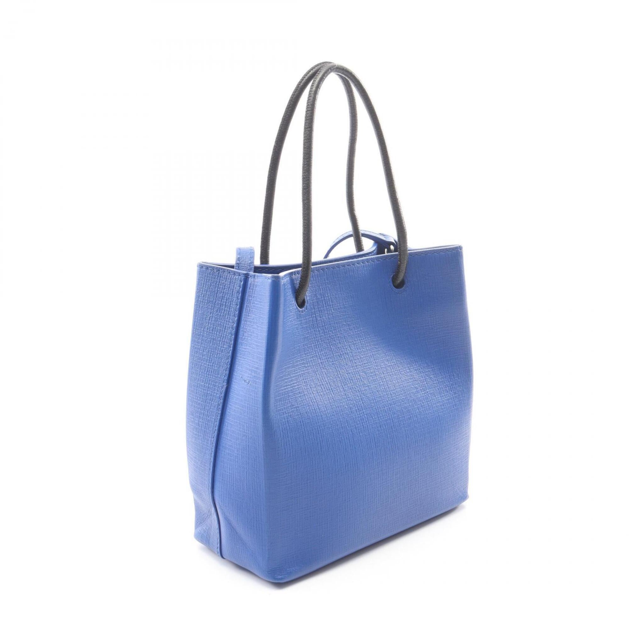 Balenciaga Black Blue Leather Handbag Tote Bag (Pre-Owned)