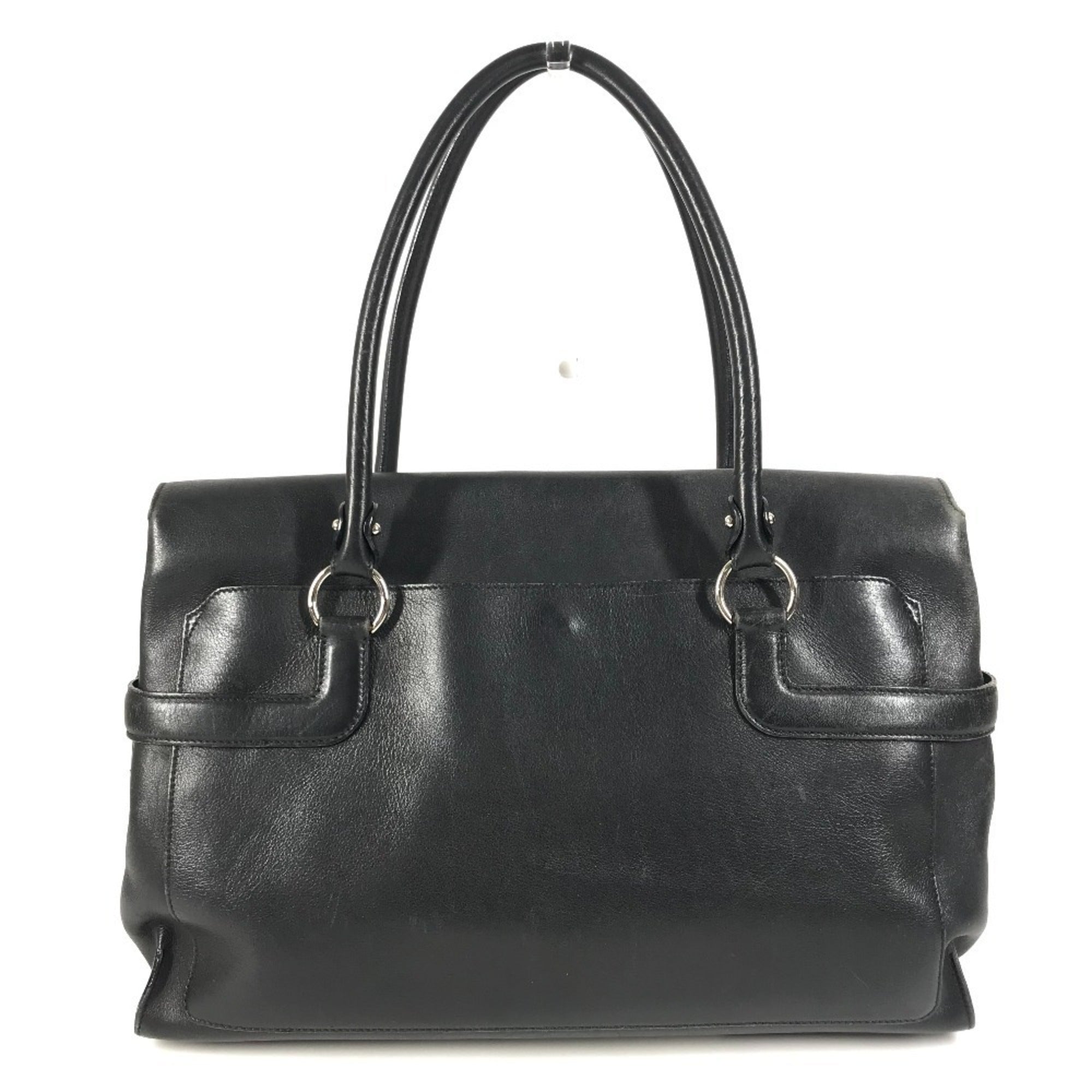 Salvatore Ferragamo Black Leather Shoulder Bag Tote Bag (Pre-Owned)