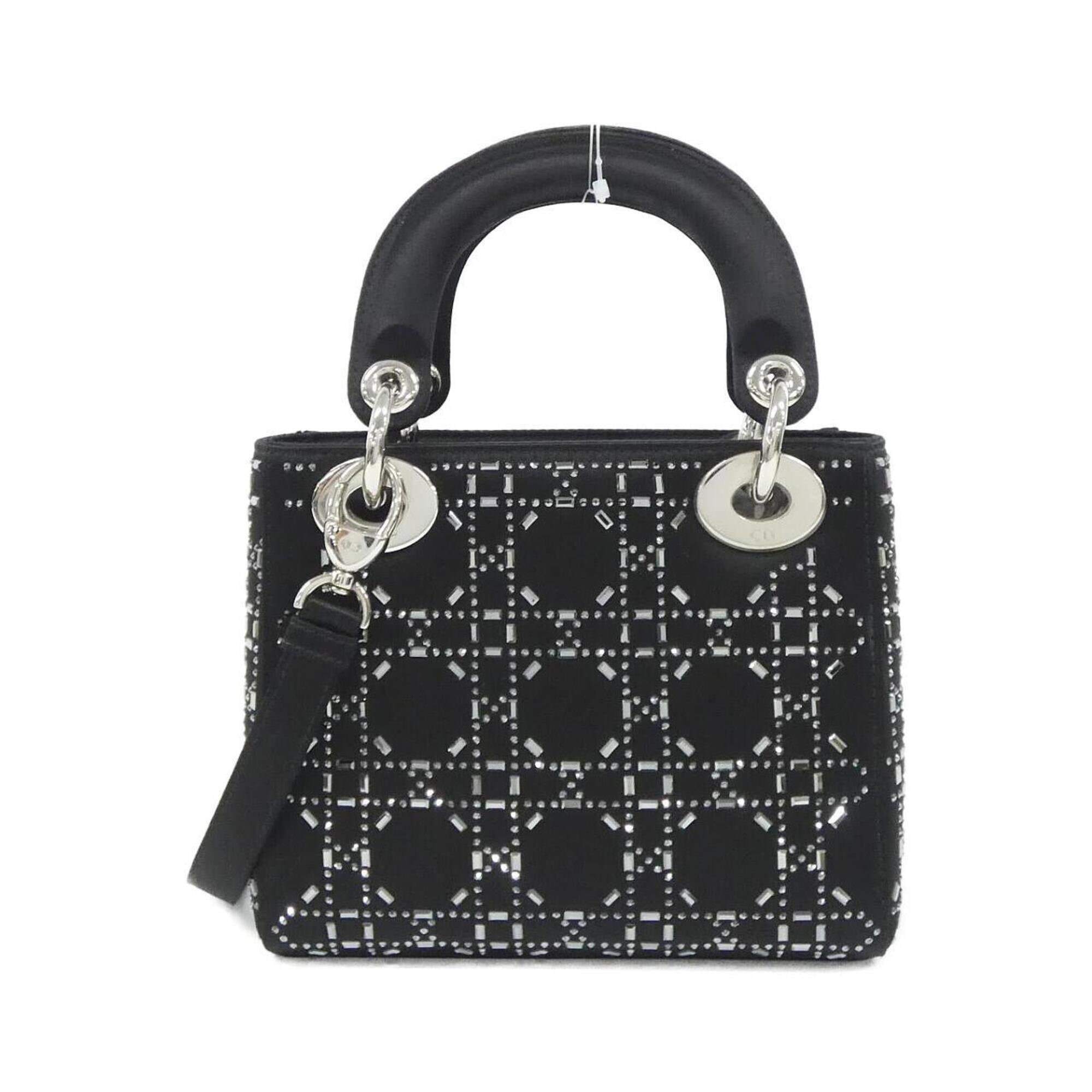 Christian Dior Black White Satin Handbag (Pre-Owned)