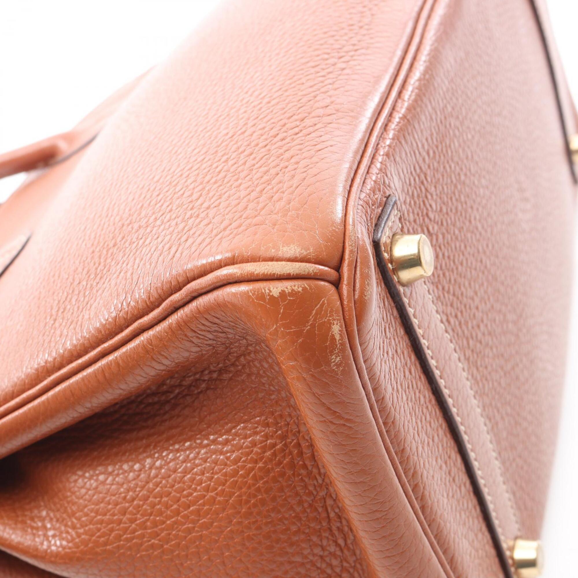 Hermes Brown Gold Taurillon Clemence Leather Leather Handbag (Pre-Owned)