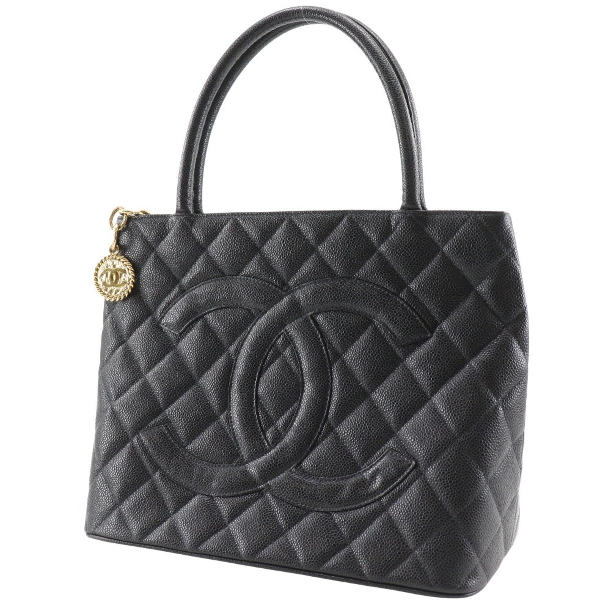 Chanel Matelasse Black Grained Calfskin Tote Bag (Pre-Owned)
