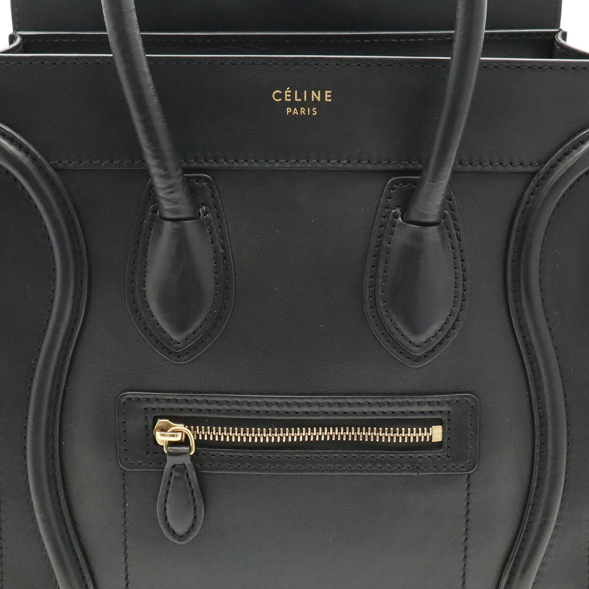 Celine Luggage Black Leather Handbag Tote Bag (Pre-Owned)