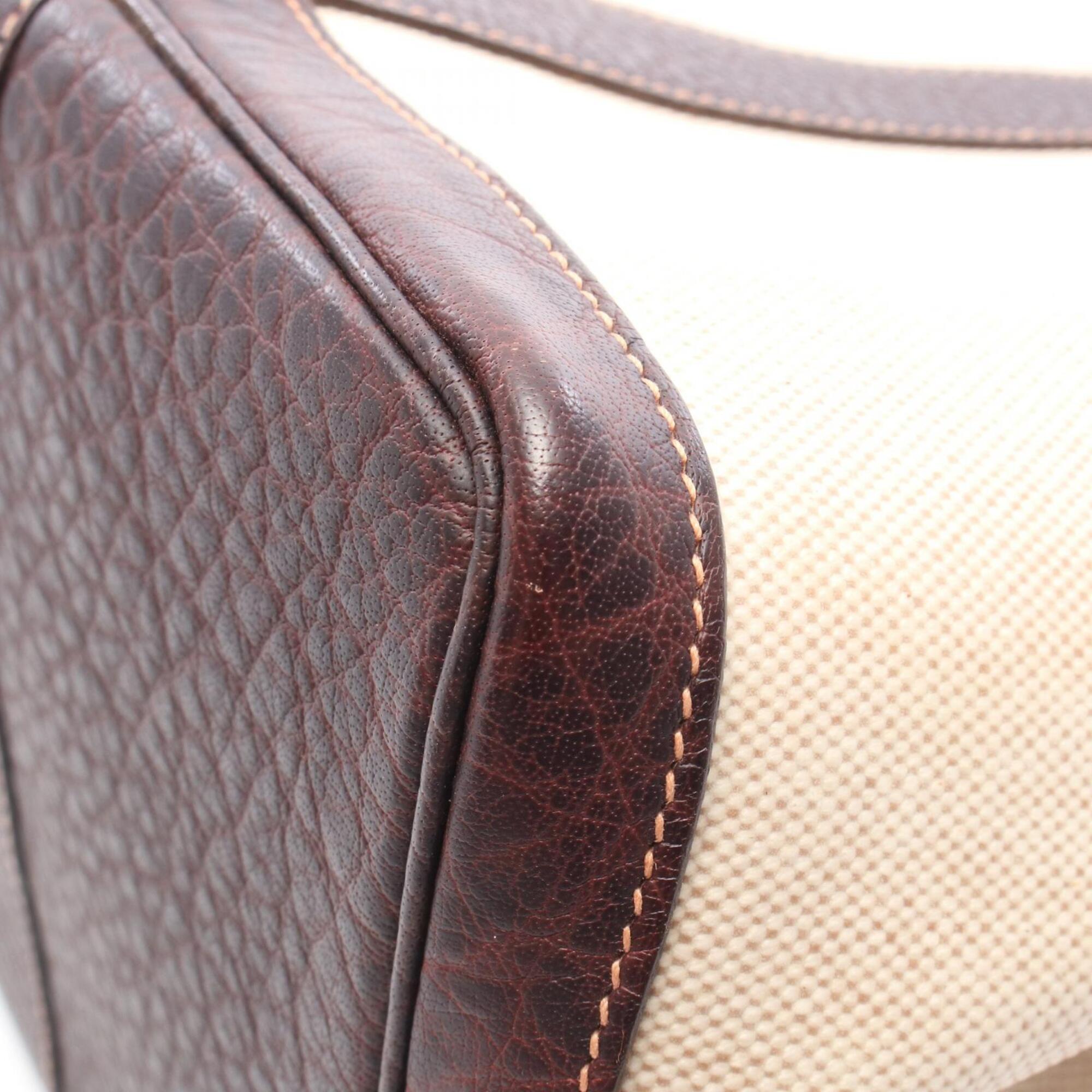 Hermes Beige Brown Toile H Leather Canvas Handbag Tote Bag (Pre-Owned)
