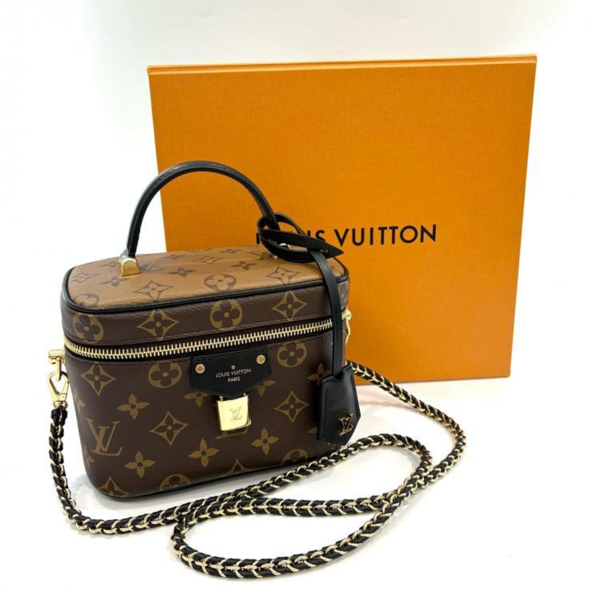 Louis Vuitton Black Brown Monogram Reverse Monogram Reverse Shoulder Bag Vanity Bag (Pre-Owned)