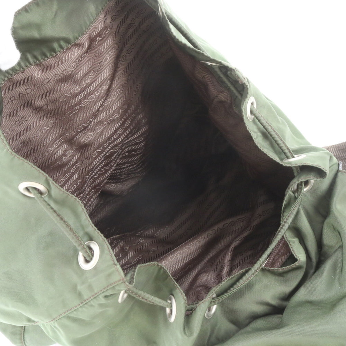 Prada Green Leather Nylon Backpack (Pre-Owned)